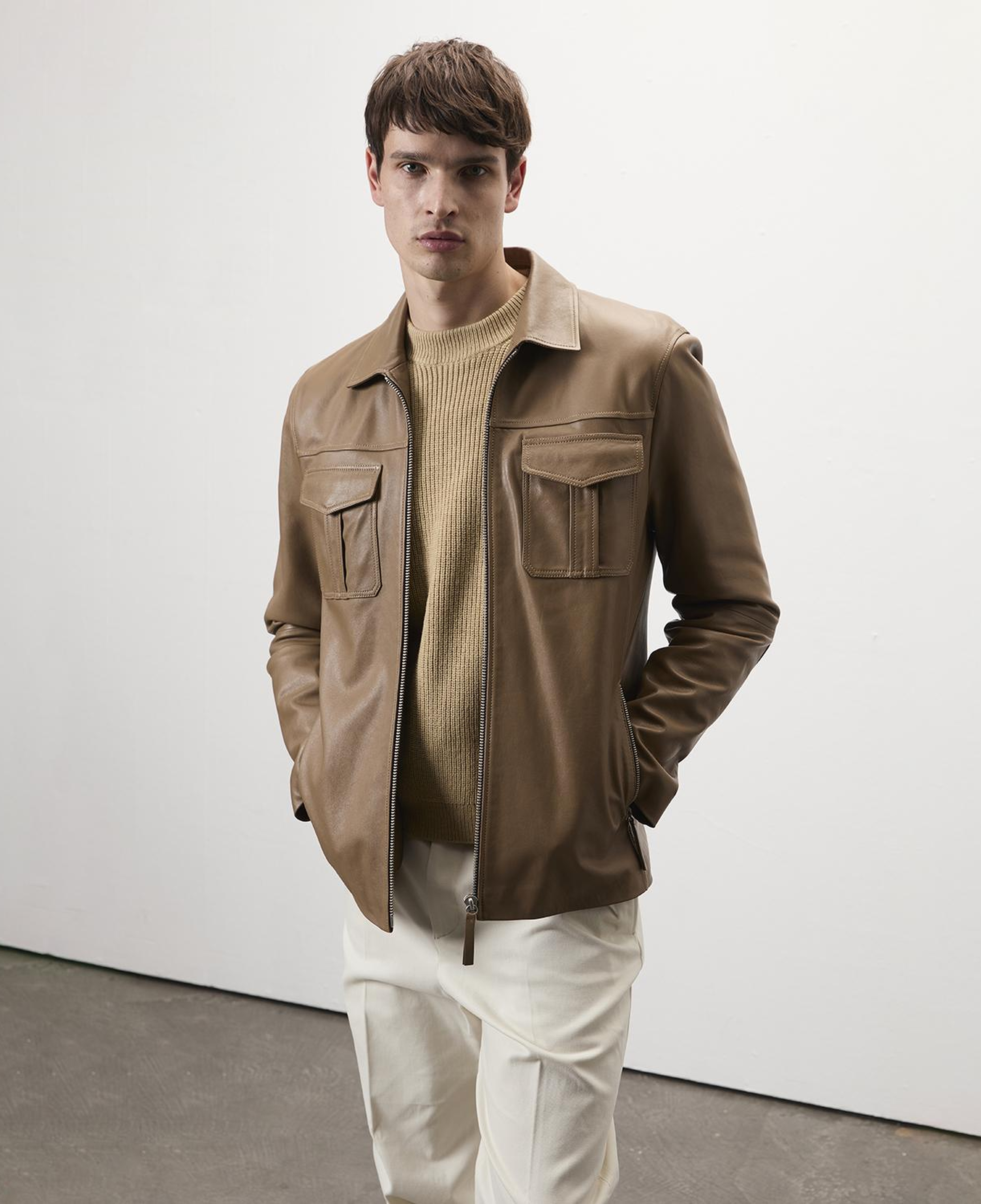 Carlino Kahve Erkek Deri Mont