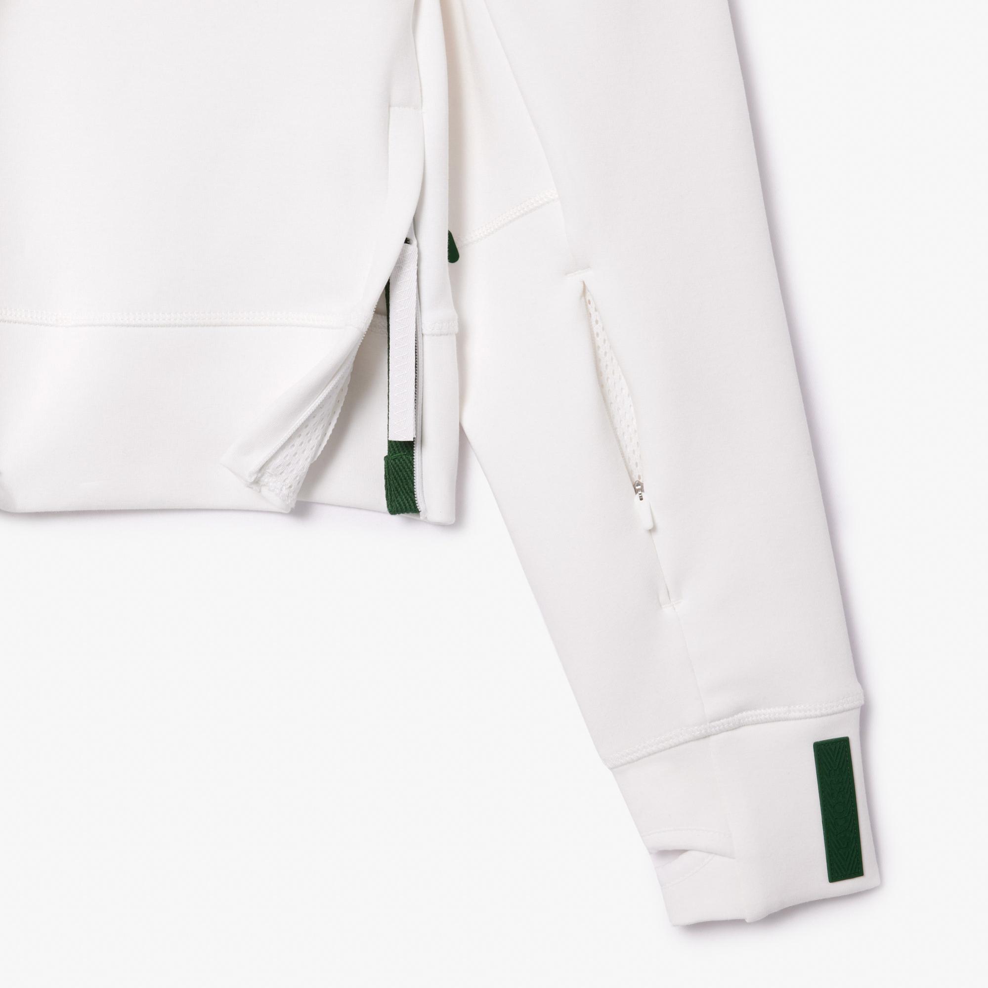 Lacoste Relaxed Fit Kadın Kapüşonlu Beyaz Sweatshirt