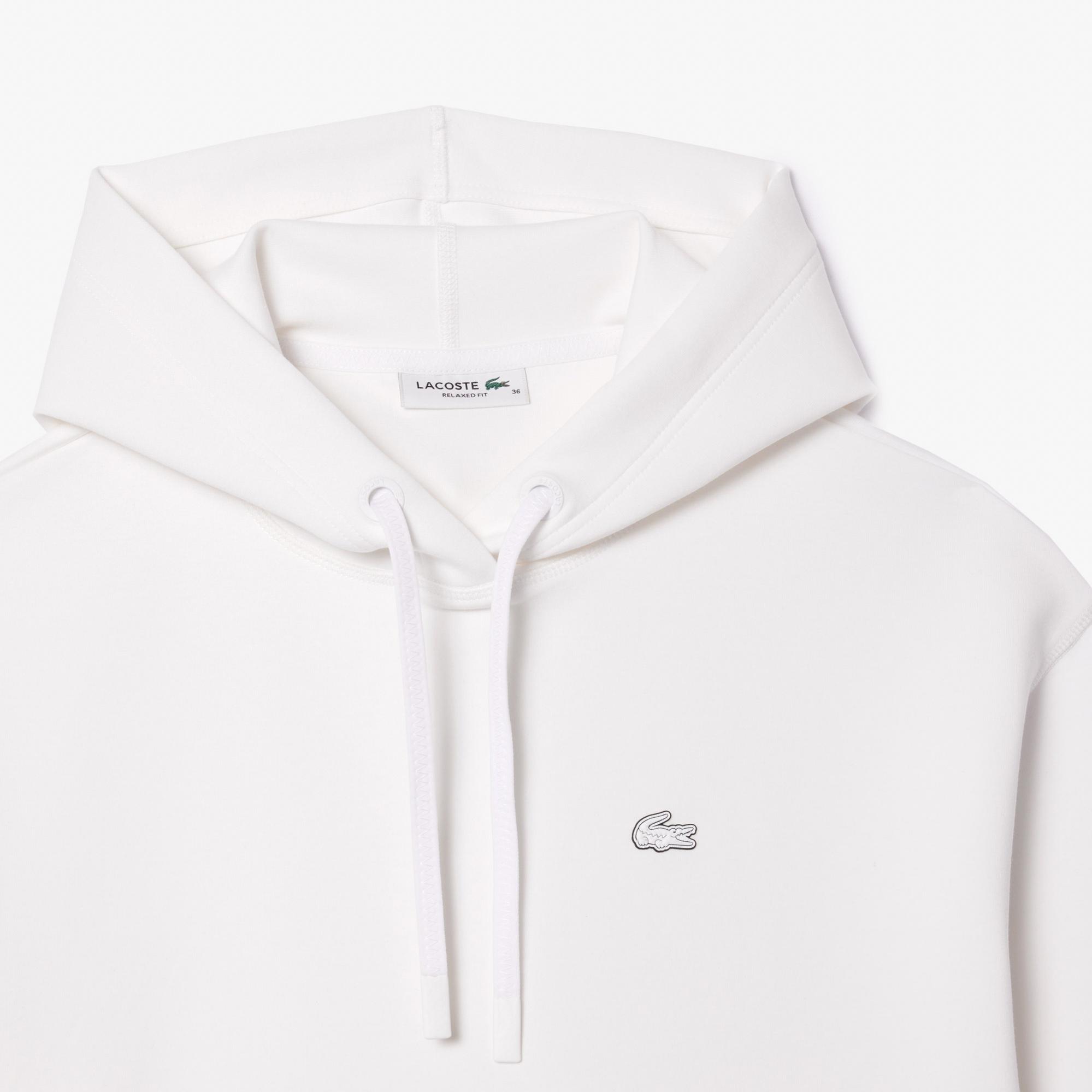 Lacoste Relaxed Fit Kadın Kapüşonlu Beyaz Sweatshirt