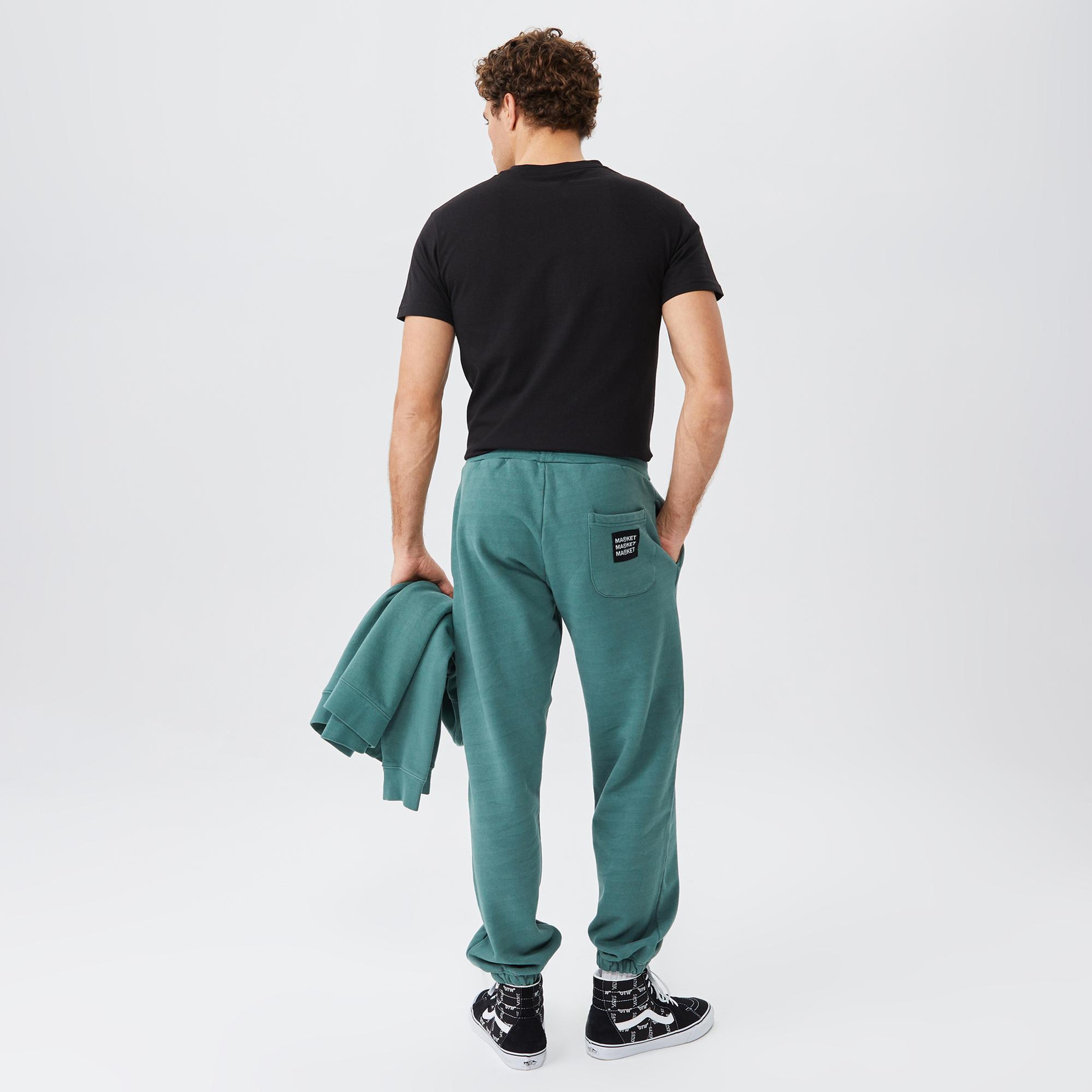 Market Vintage Washed Erkek Yeşil Eşofman Altı