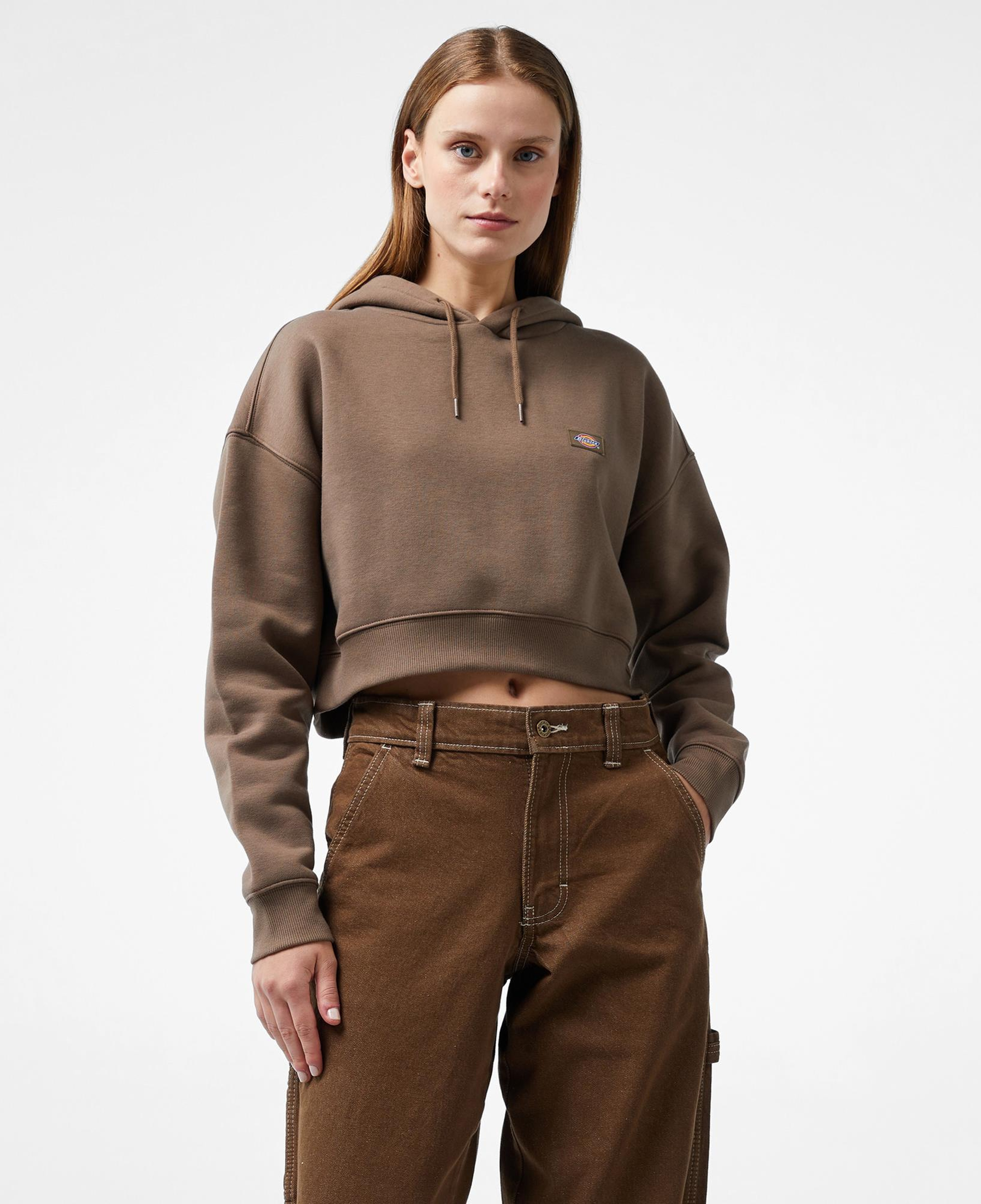 Dickies Oakport Cropped Kadın Kahverengi Hoodie