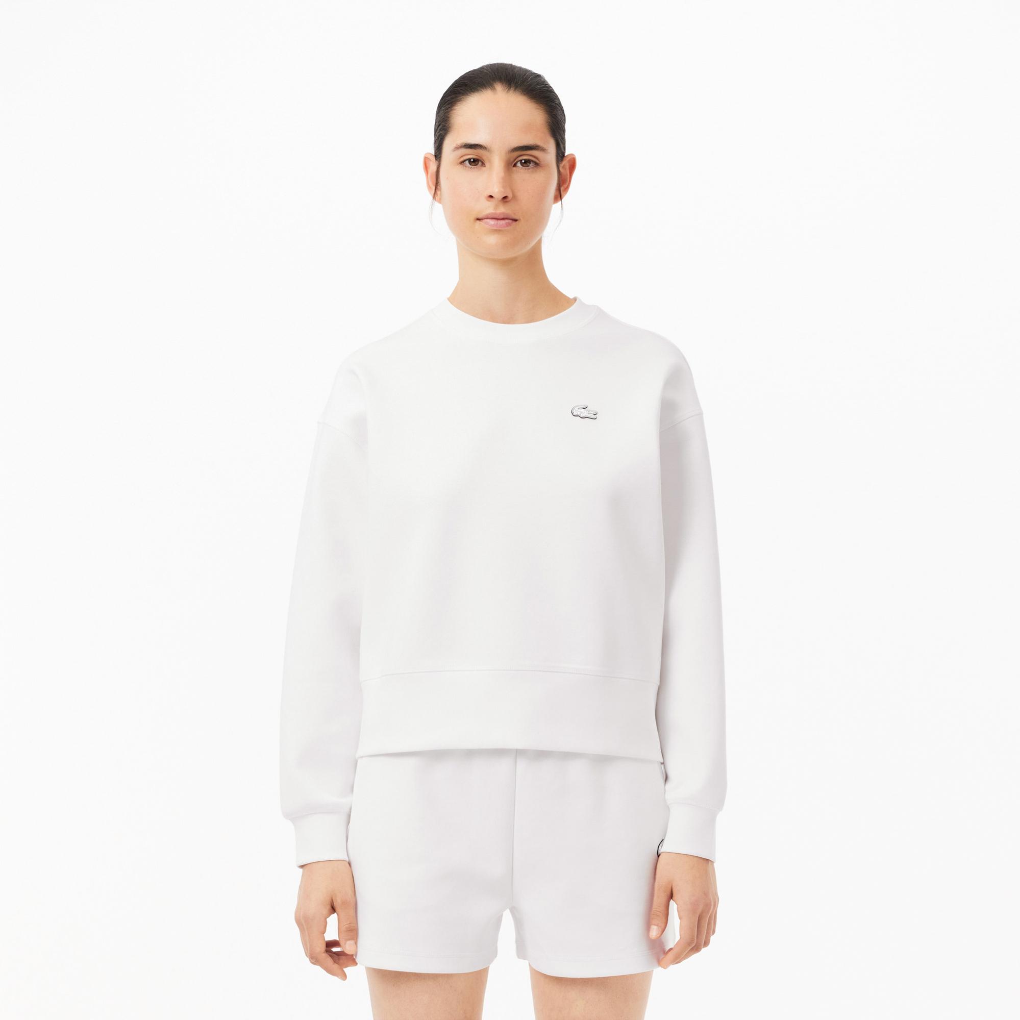 Lacoste Kadın Oversize Fit Bisiklet Yaka Beyaz Sweatshirt