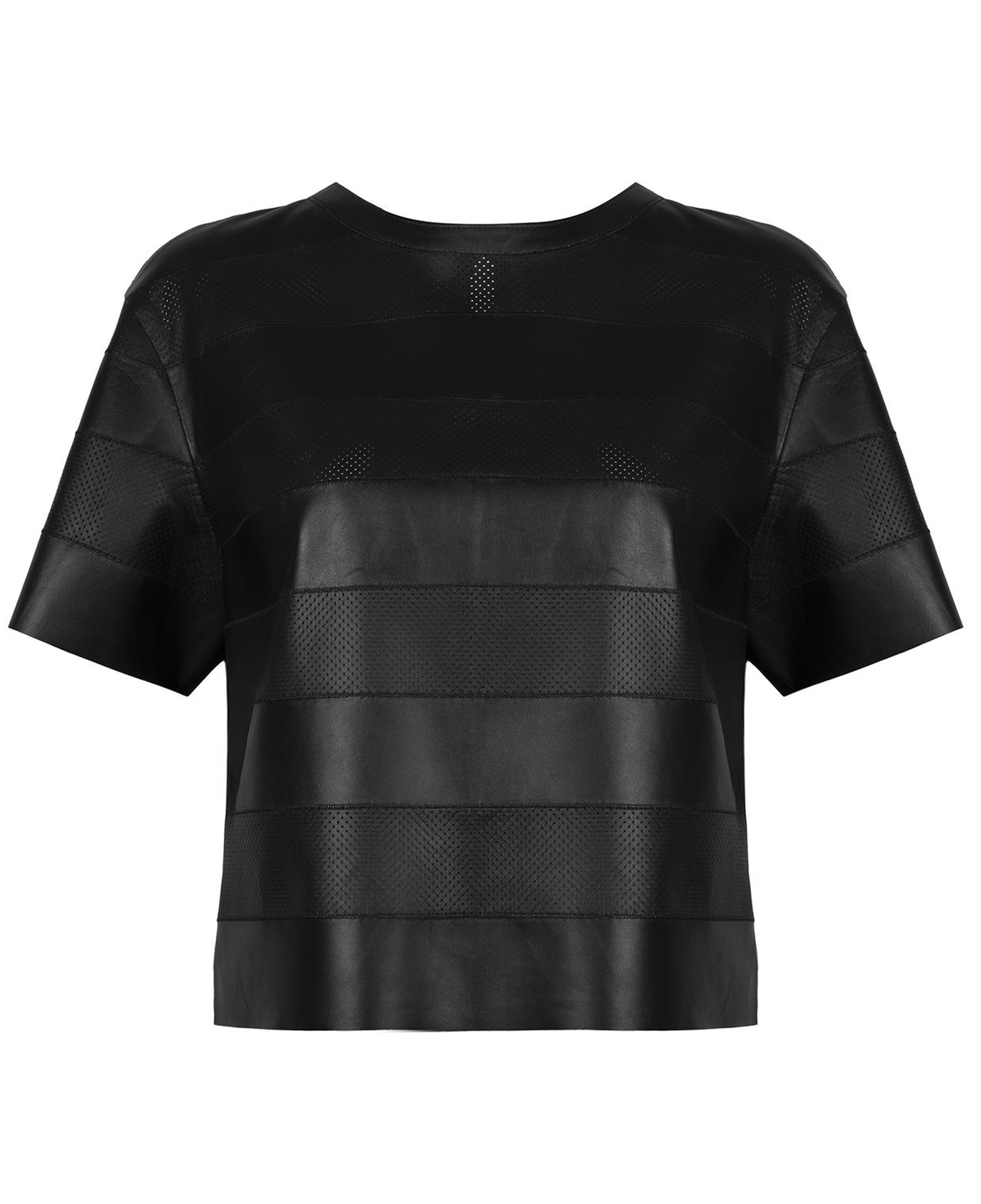 Linea Siyah Kadın Perforeli Süet Deri Crop Bluz