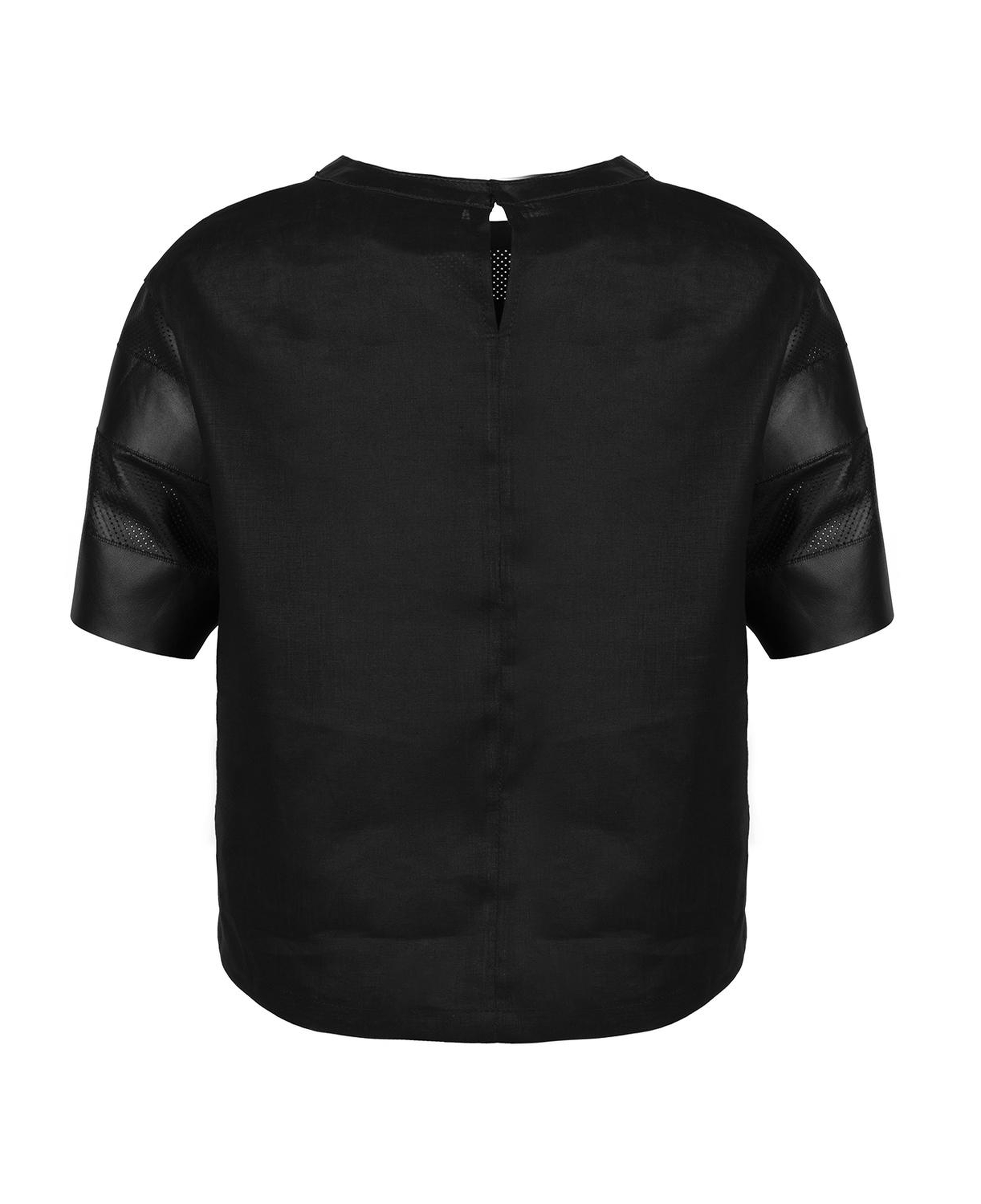 Linea Siyah Kadın Perforeli Süet Deri Crop Bluz