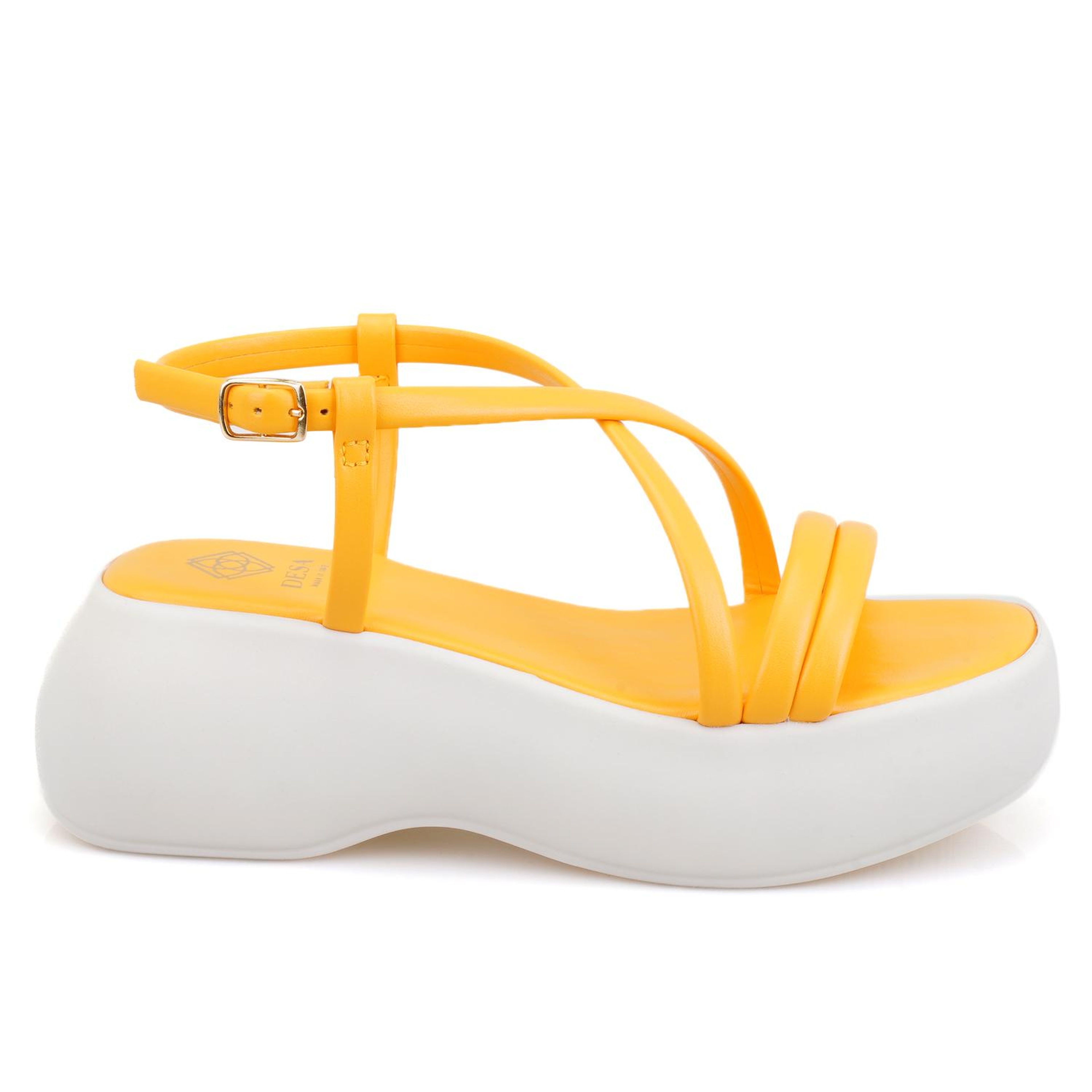 Kadın Sarı Dolgu Tabanlı Sandalet