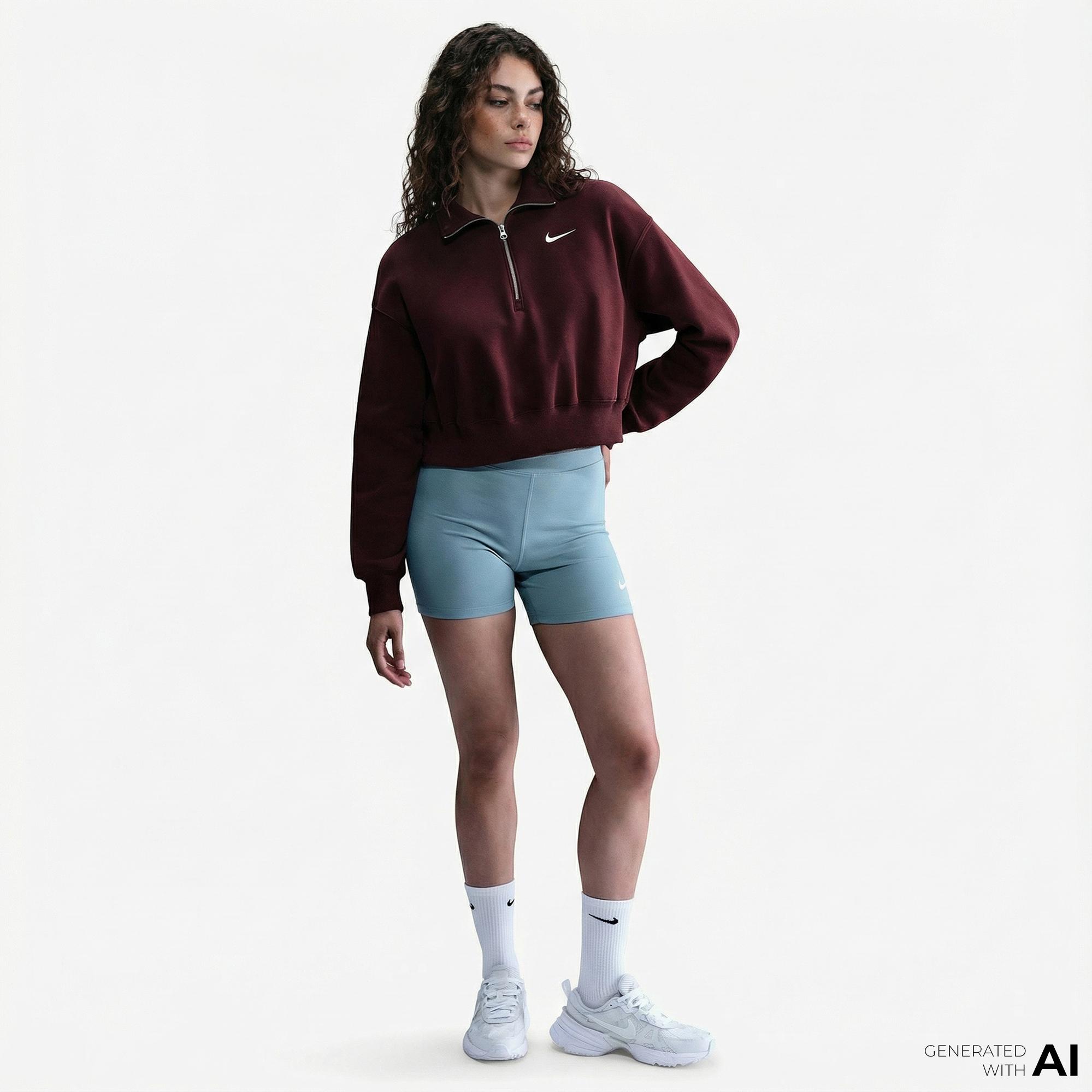 Nike Sportswear Phoenix Fleece Crop Kadın Bordo Sweatshirt