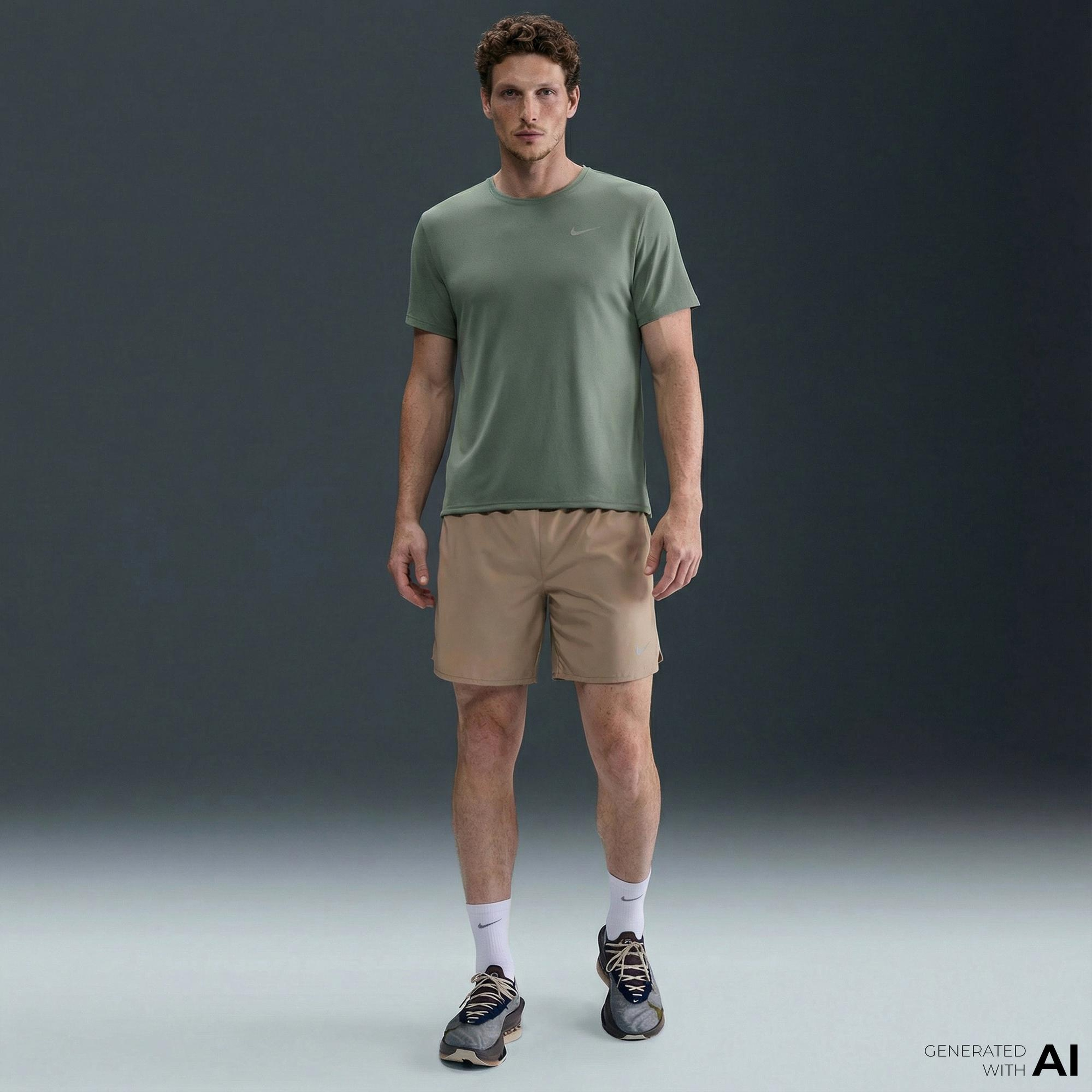 Nike Dri-Fit Miler Erkek Yeşil T-Shirt