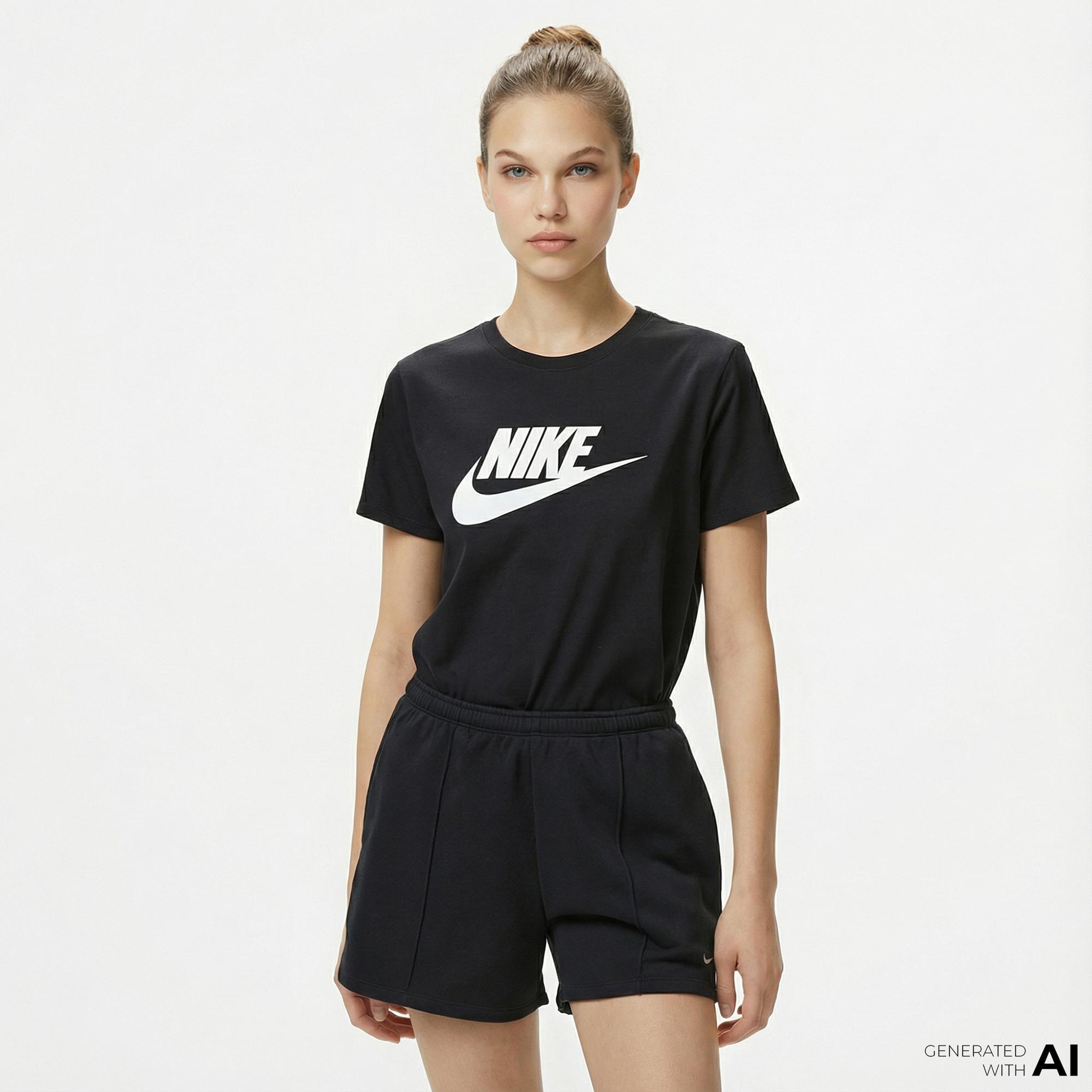Nike Sportswear Essential Icon Futuraa Kadın Siyah T-Shirt