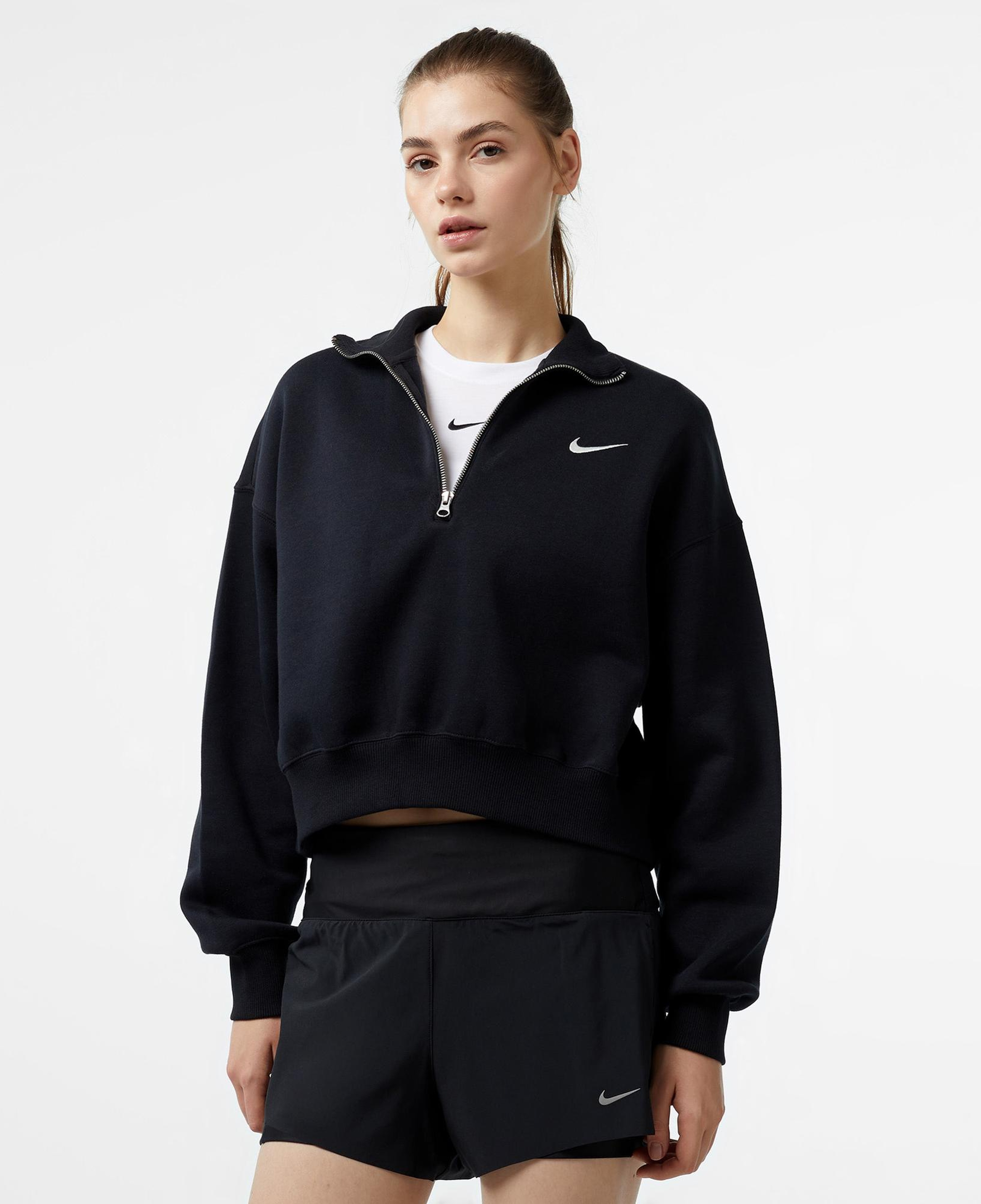 Nike Sportswear Phoenix Fleece  Crop Kadın Siyah Sweatshirt