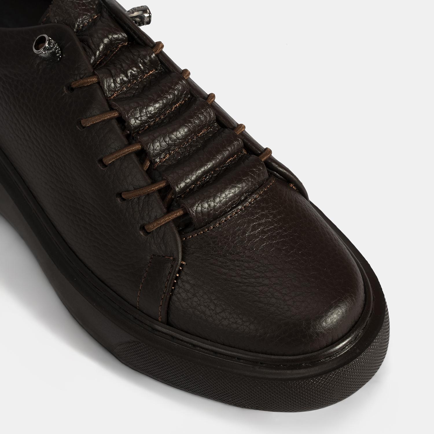 Kadın Kahve Bağcıklı Deri Spor Ayakkabı