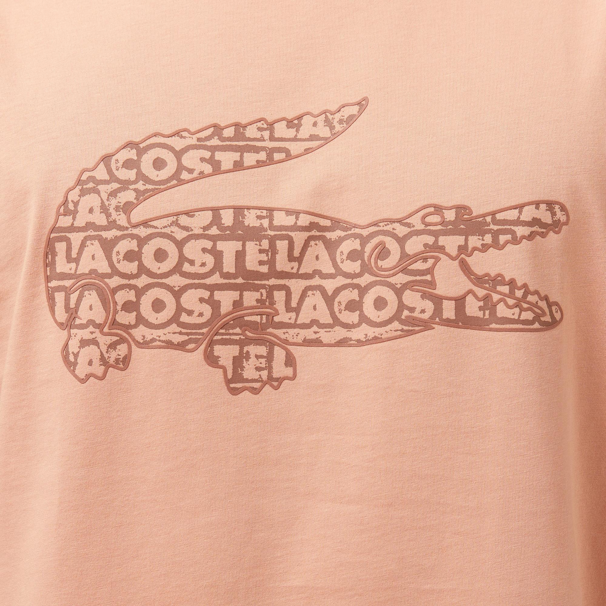 Lacoste Erkek Regular Fit Bisiklet Yaka Baskılı Açık Kahverengi T-Shirt