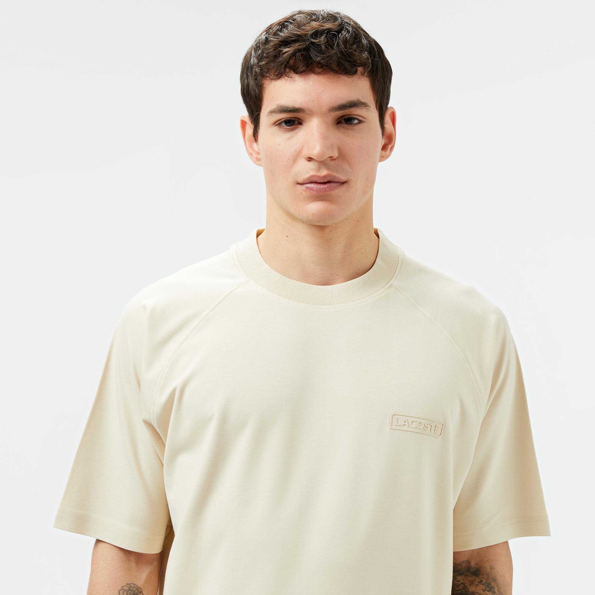 Lacoste Erkek Oversize Fit Bisiklet Yaka Bej T-Shirt