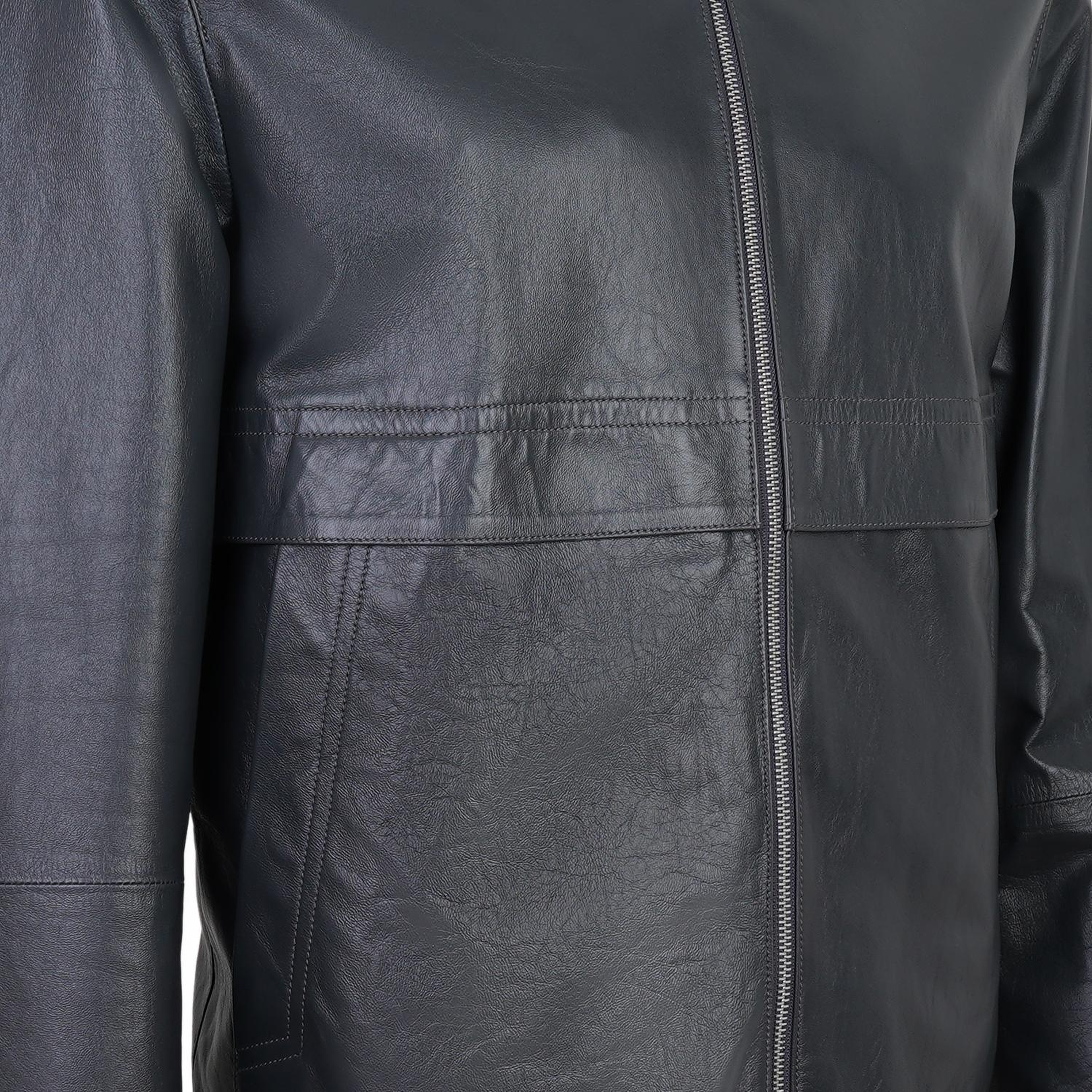 Alanzo Gri Erkek Çift Taraflı Bomber Deri Ceket