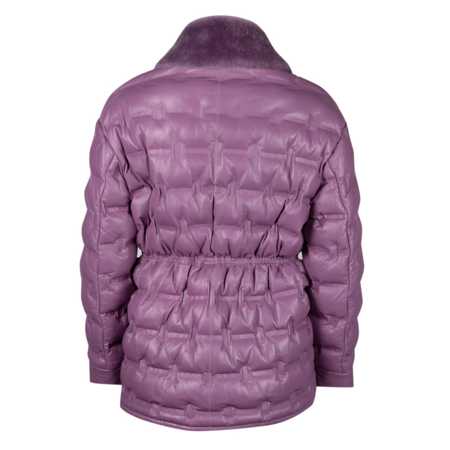 Avari Mor Kadın Puffer Deri Mont