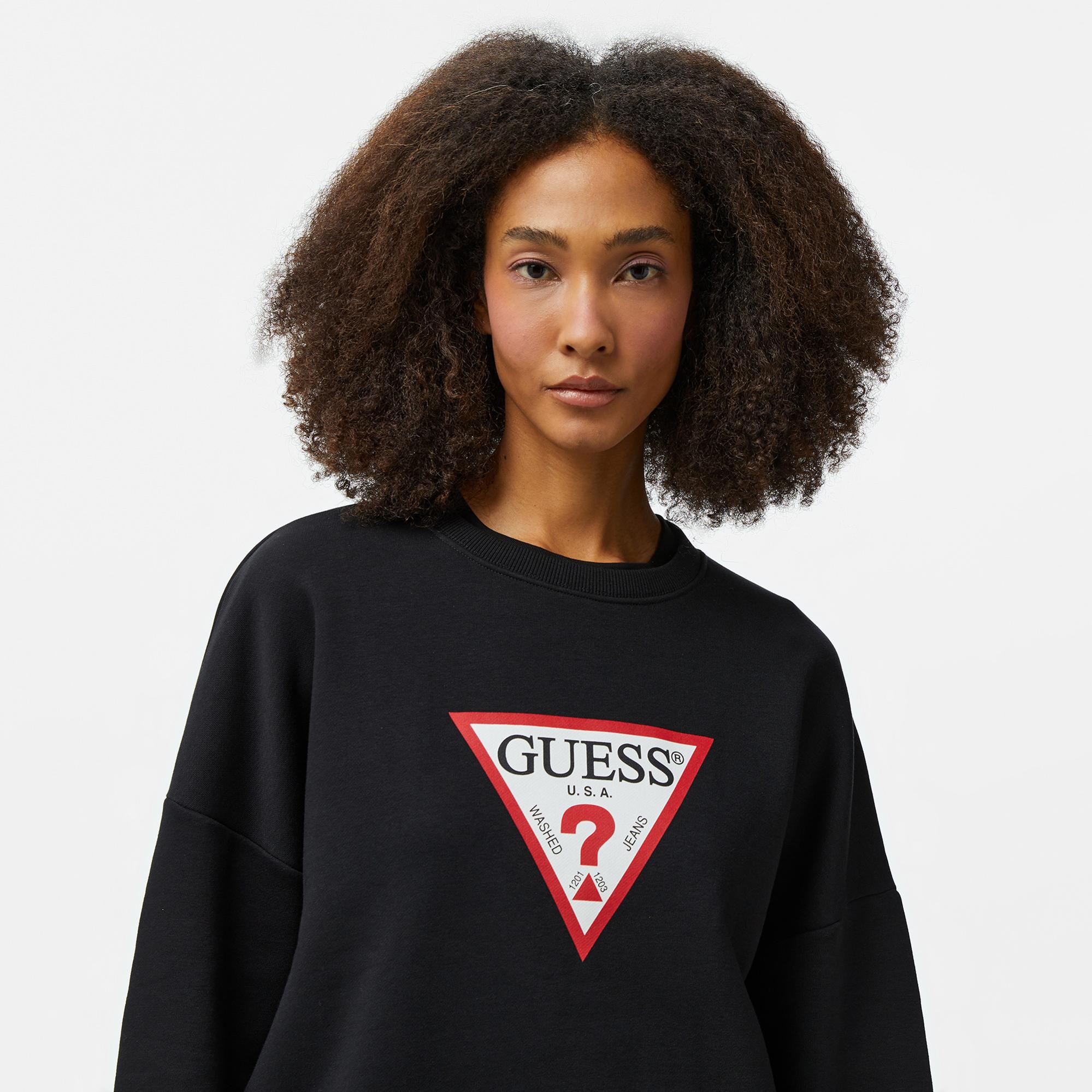 Guess Iconic Tria Kadın Siyah Sweatshirt