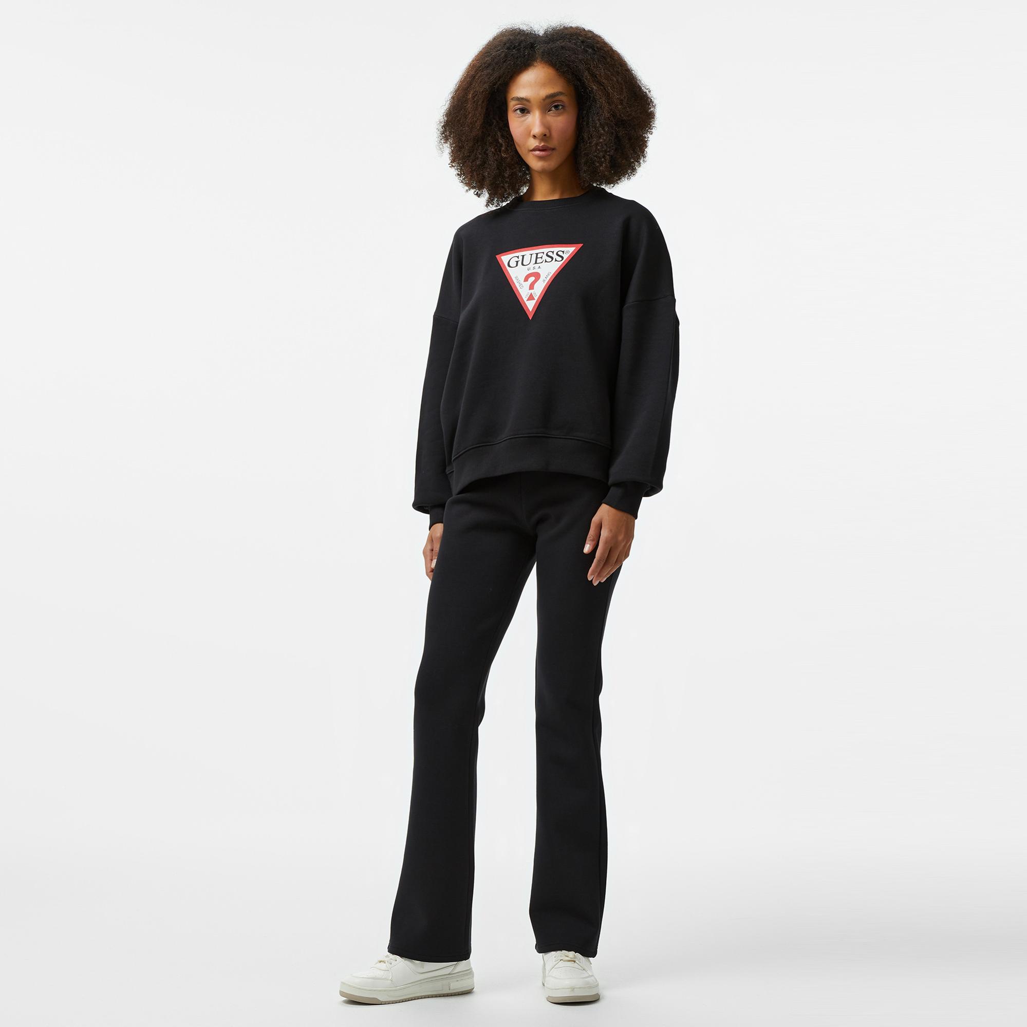 Guess Iconic Tria Kadın Siyah Sweatshirt