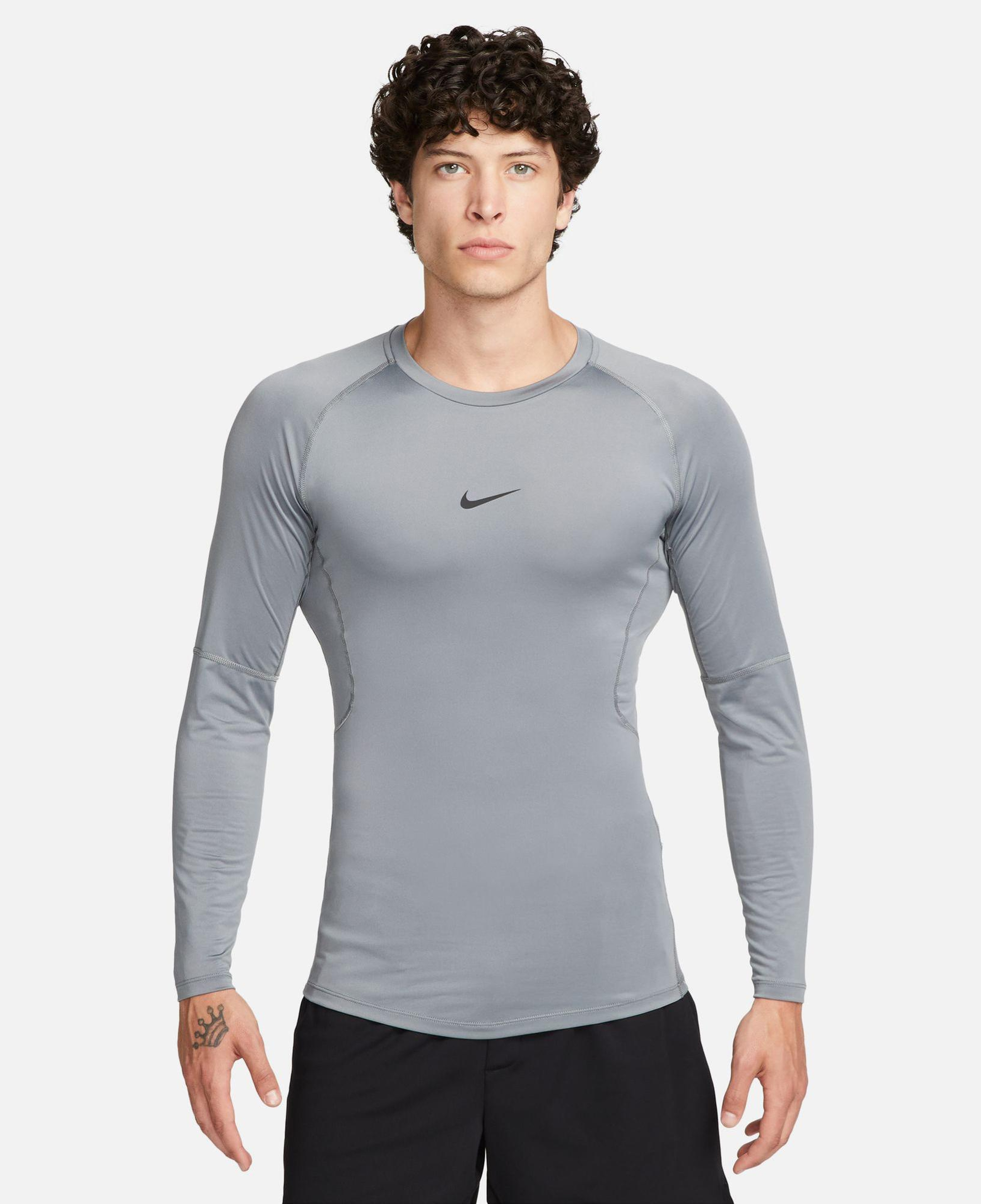 Nike Pro Dri-Fit Top Erkek Gri Uzun Kollu T-Shirt