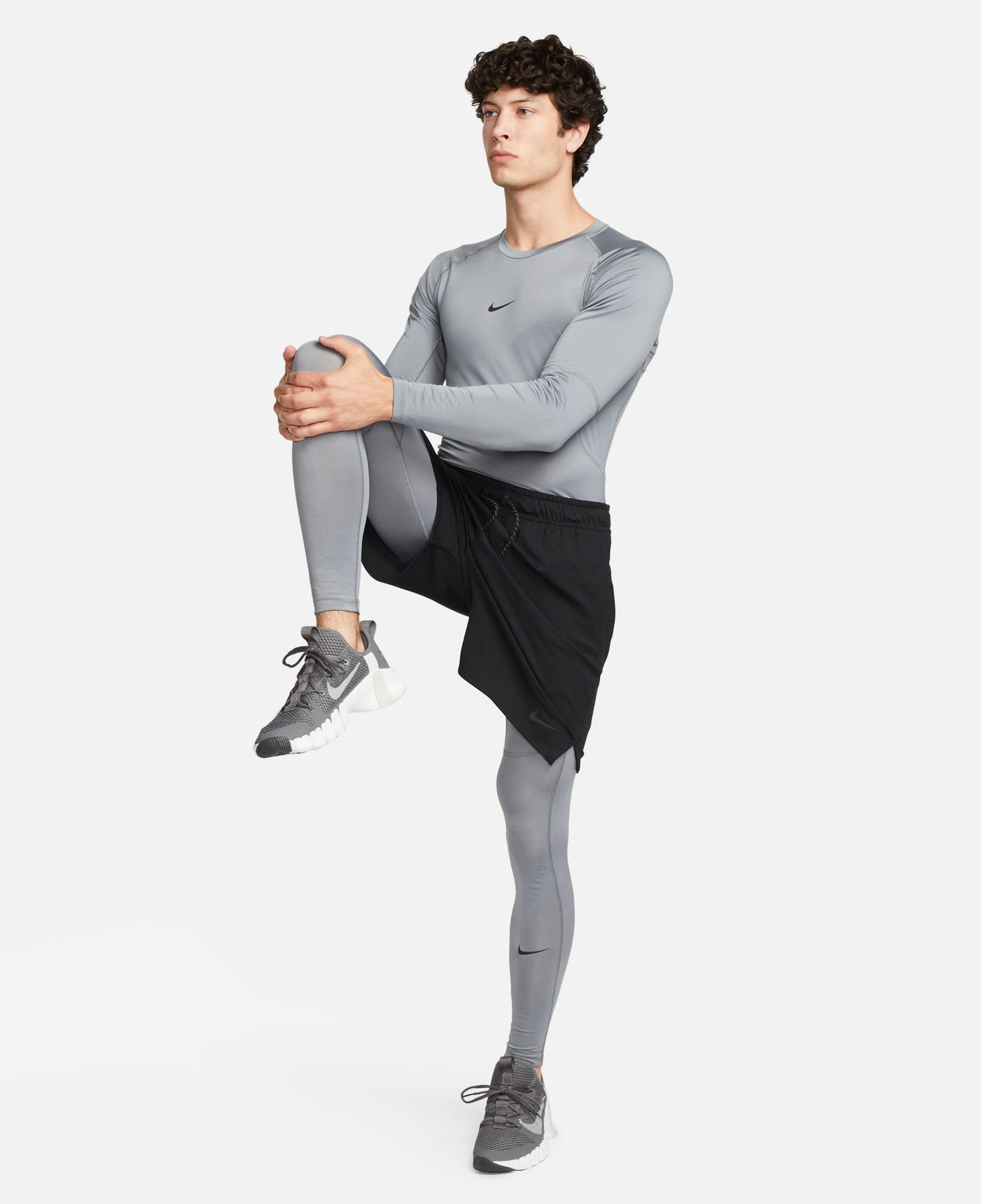 Nike Pro Dri-Fit Top Erkek Gri Uzun Kollu T-Shirt