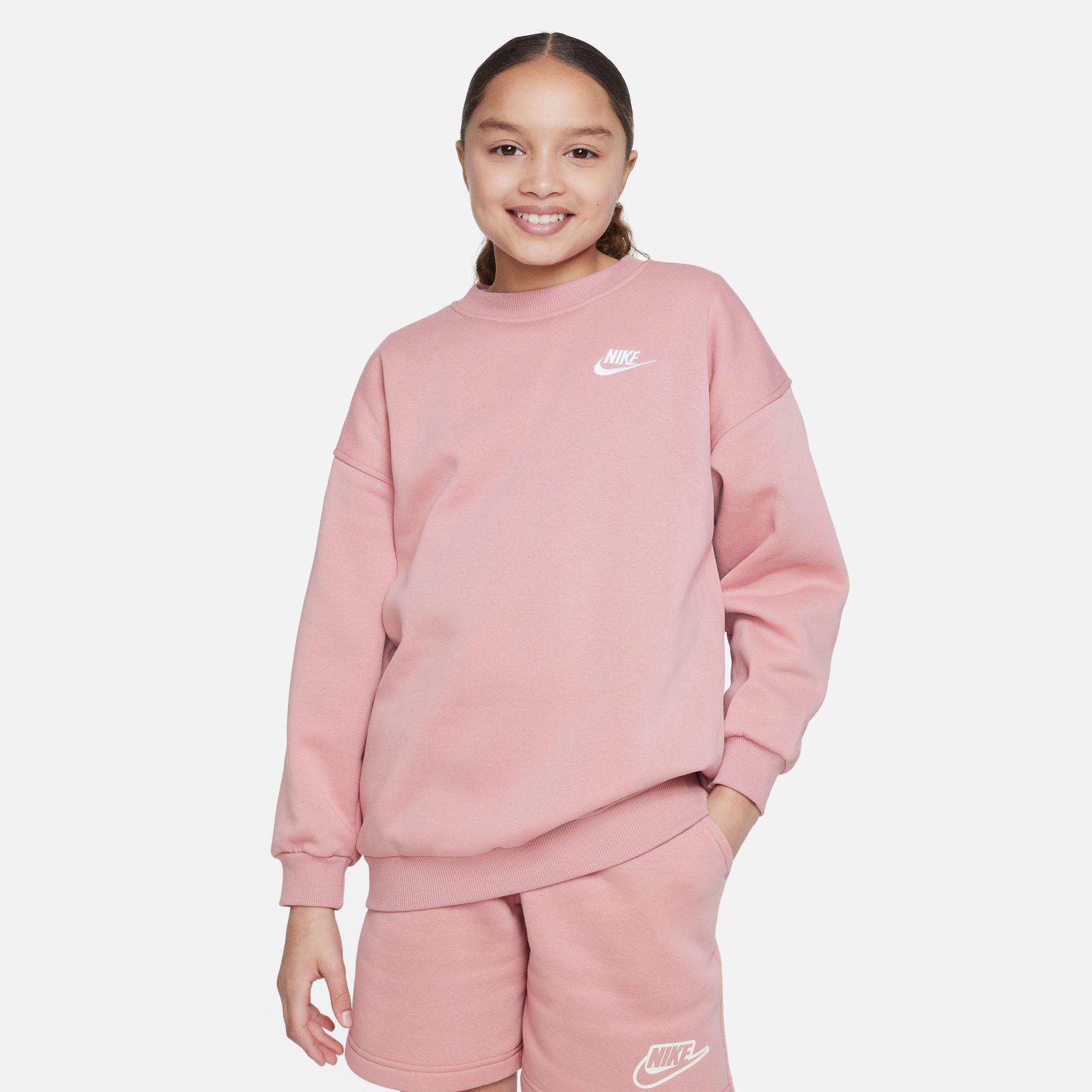 Nike Sportswear Club Fleece Oversized Crew Çocuk Pembe Sweatshirt
