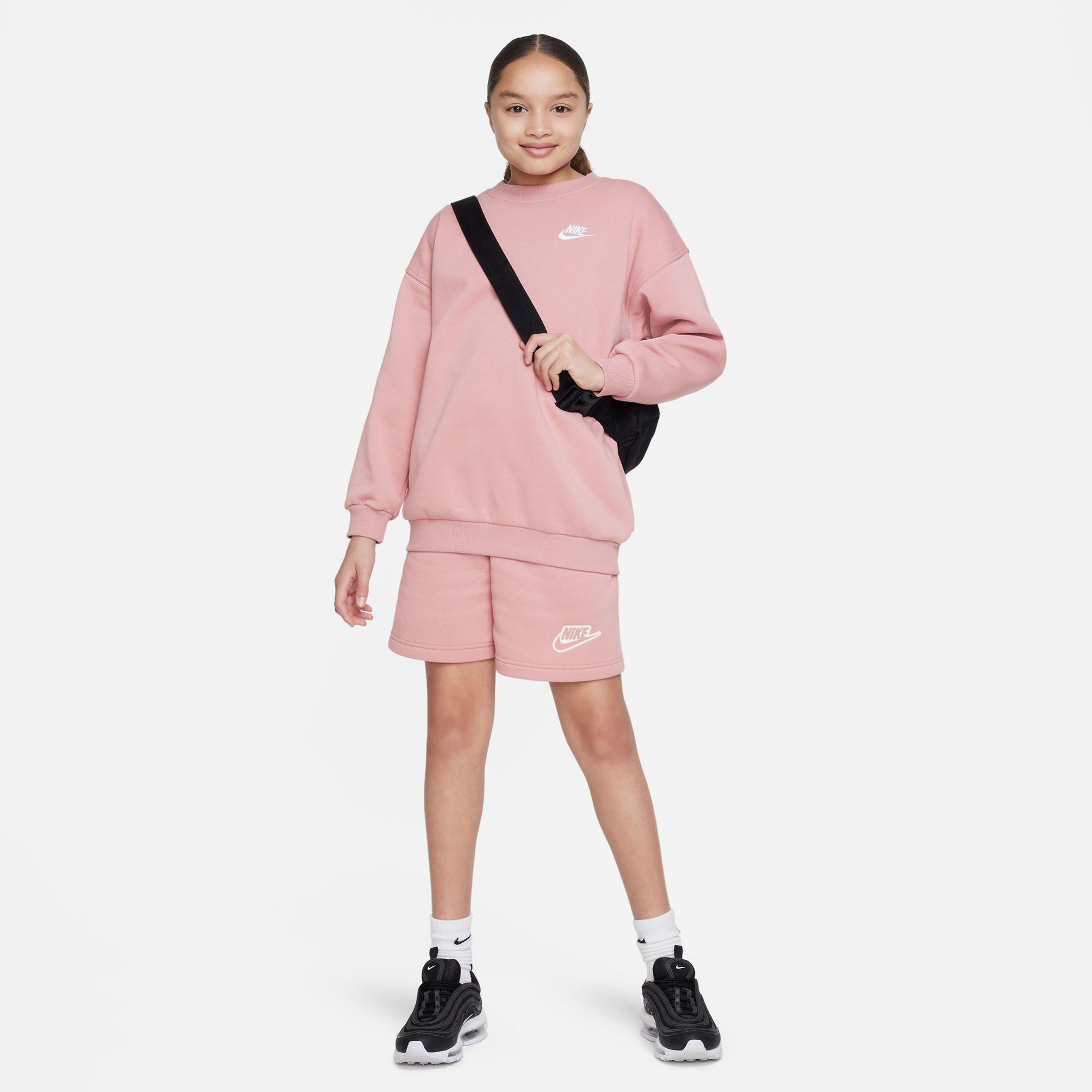 Nike Sportswear Club Fleece Oversized Crew Çocuk Pembe Sweatshirt