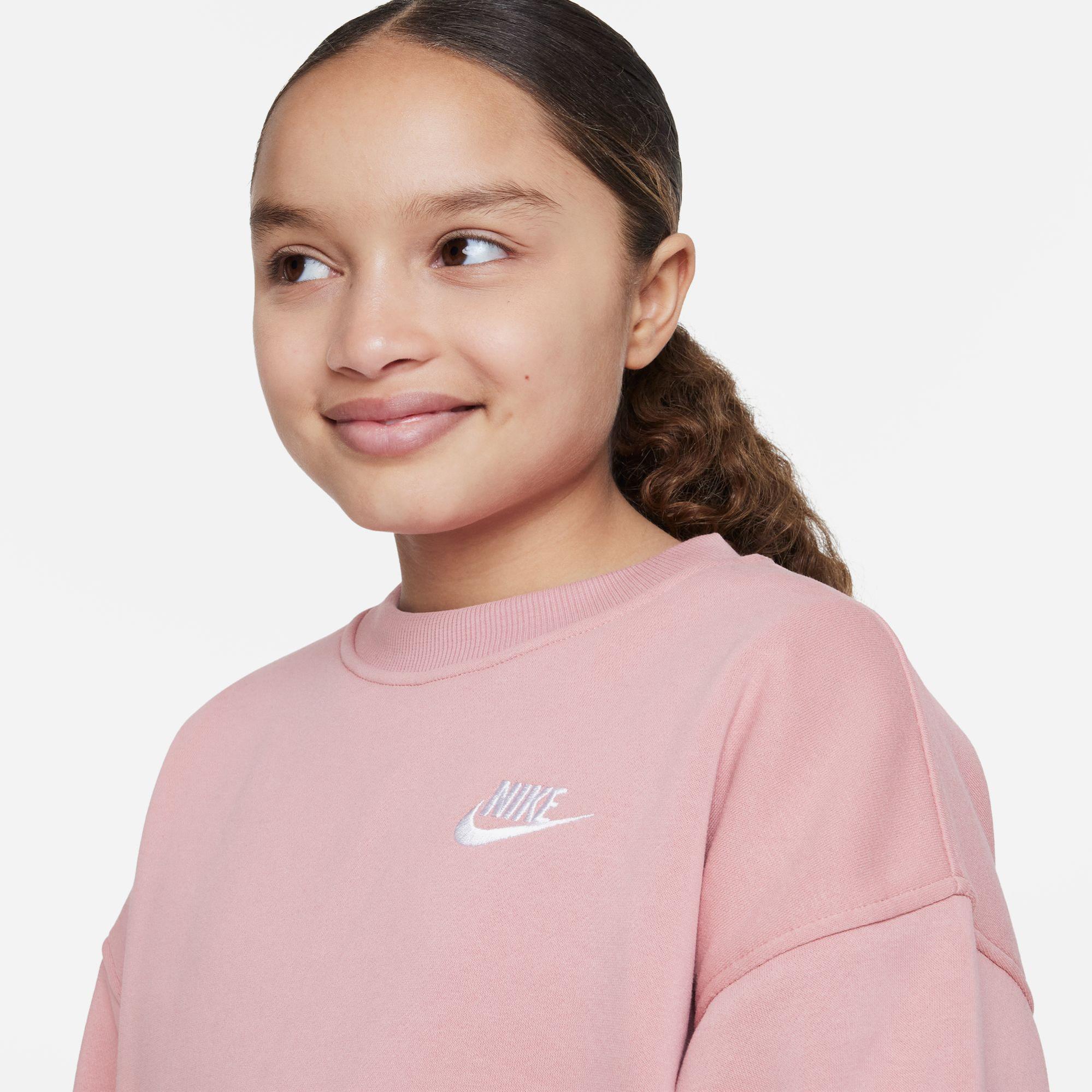 Nike Sportswear Club Fleece Oversized Crew Çocuk Pembe Sweatshirt