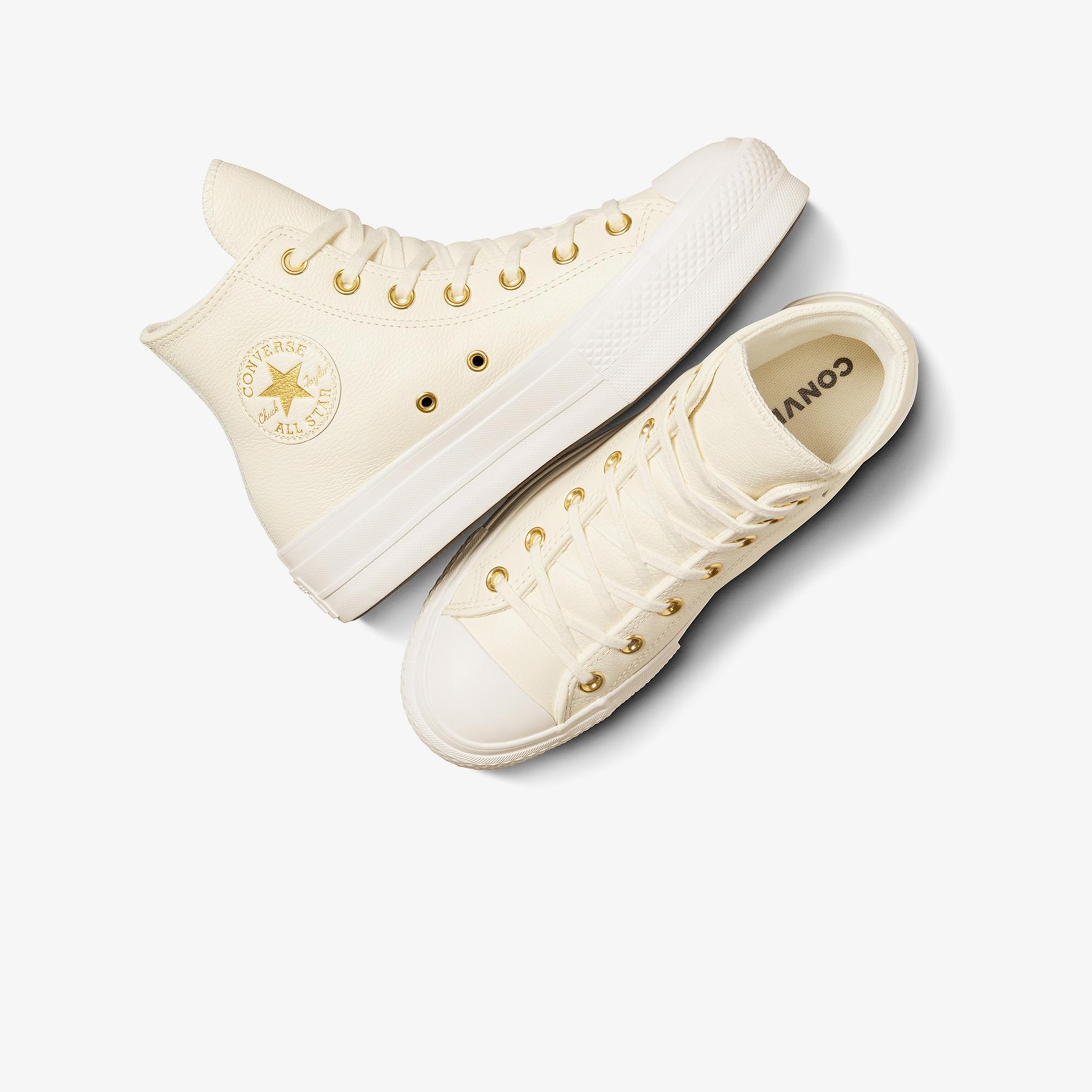 Converse Chuck Taylor All Star Lift Kadın Krem Deri Platform Sneaker