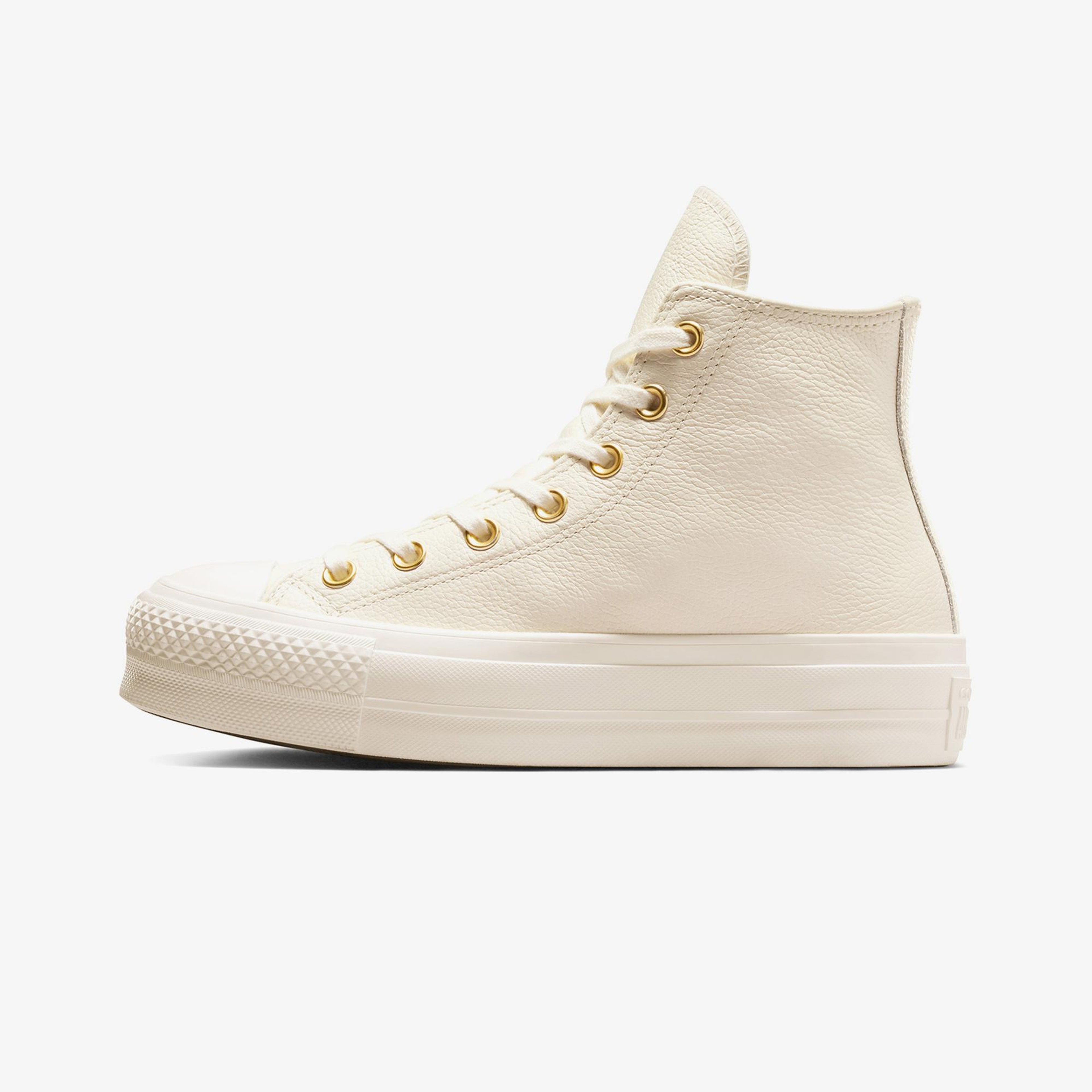 Converse Chuck Taylor All Star Lift Kadın Krem Deri Platform Sneaker