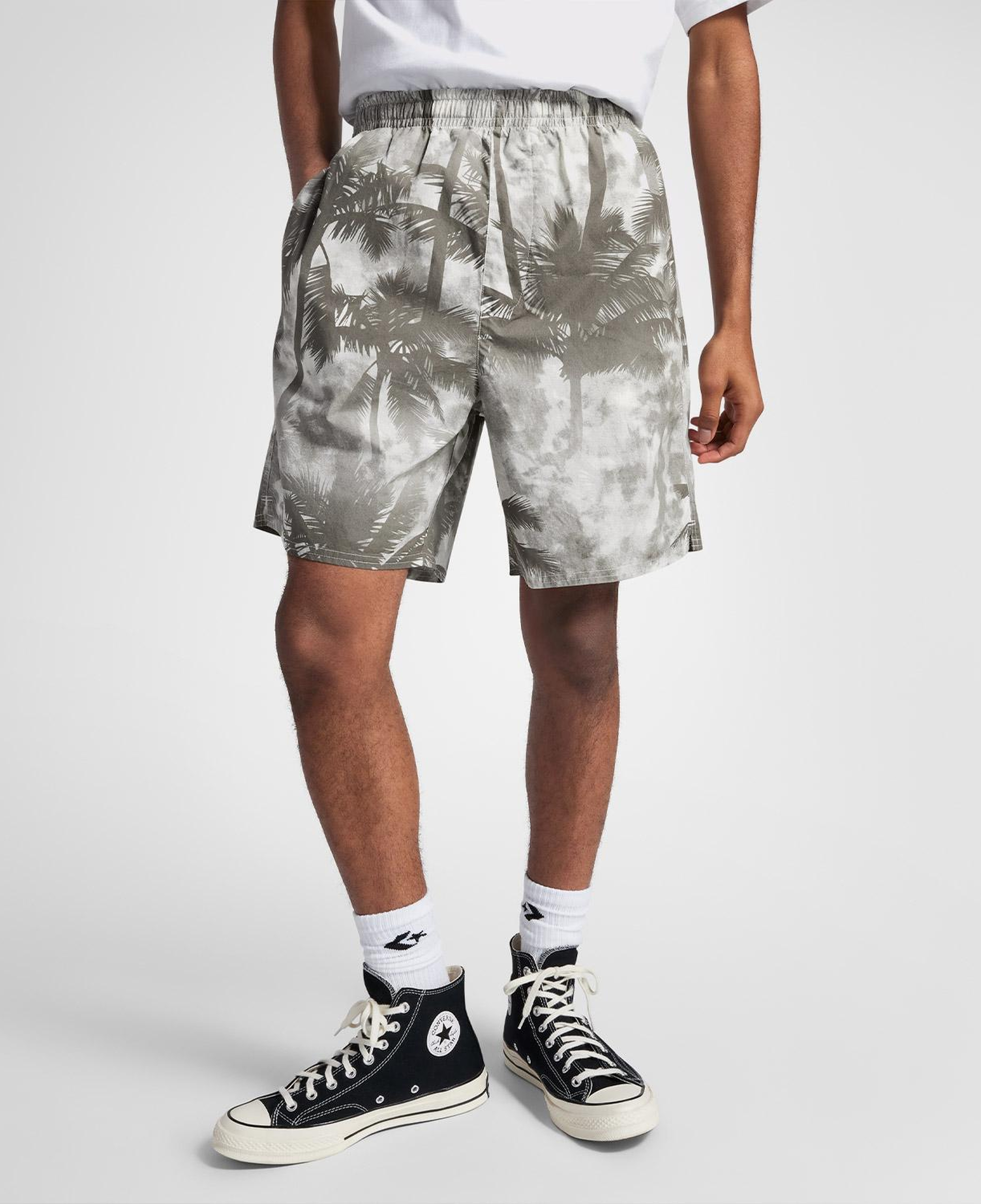 Converse Desenli Erkek Gri Şort