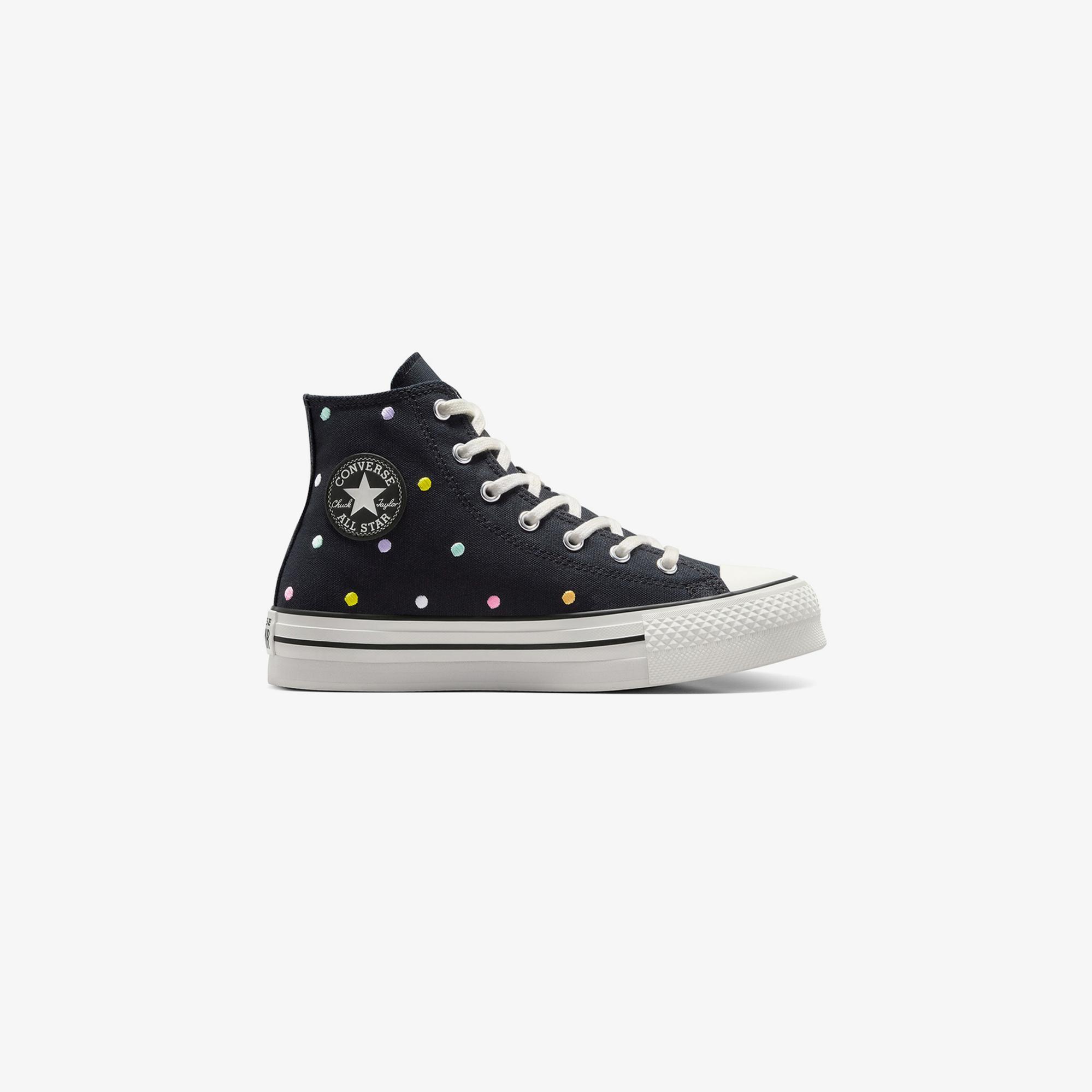 Converse Chuck Taylor All Star EVA Lift Polka Dots Çocuk Siyah Platform Sneaker