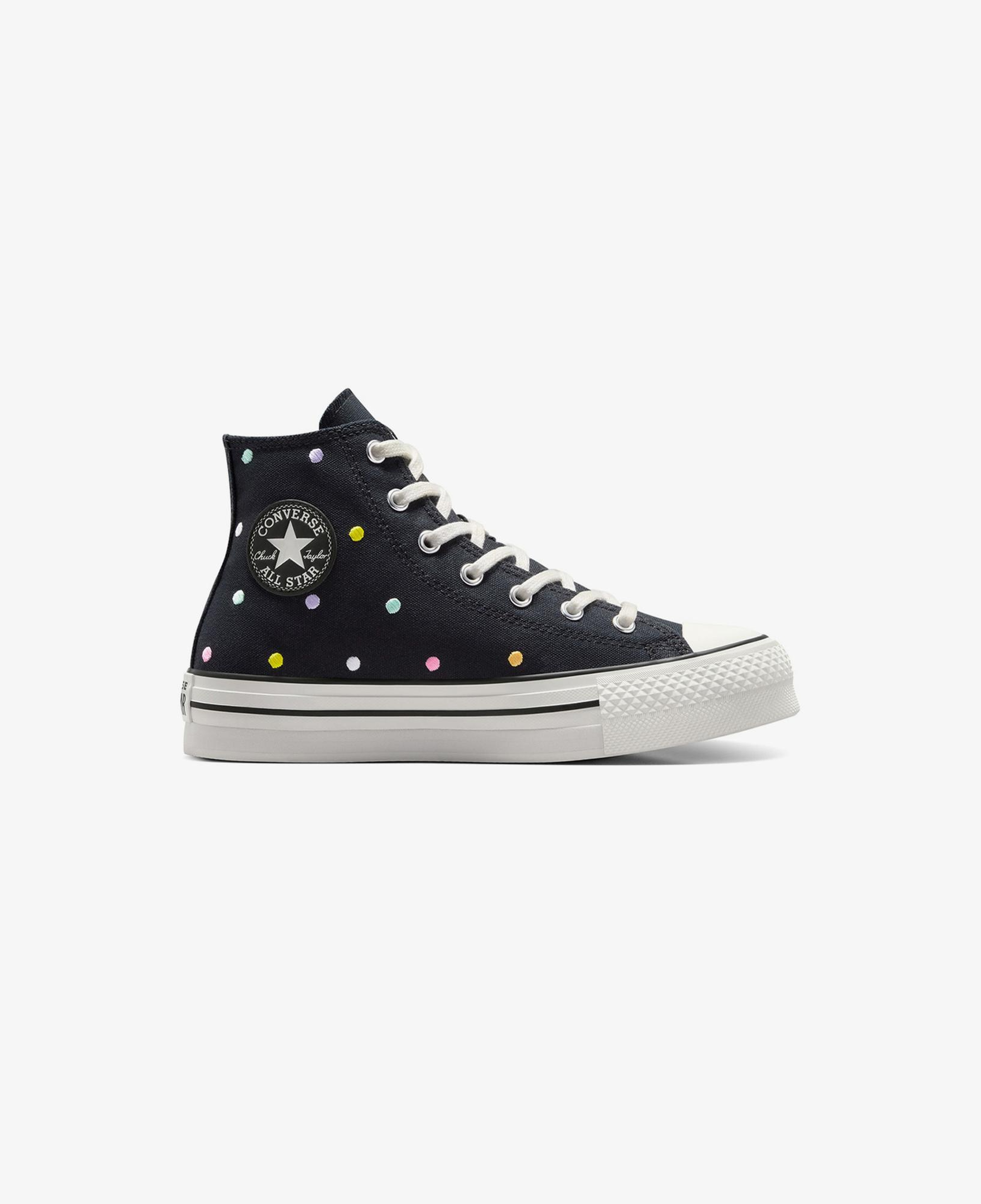 Converse Chuck Taylor All Star EVA Lift Polka Dots Çocuk Siyah Platform Sneaker