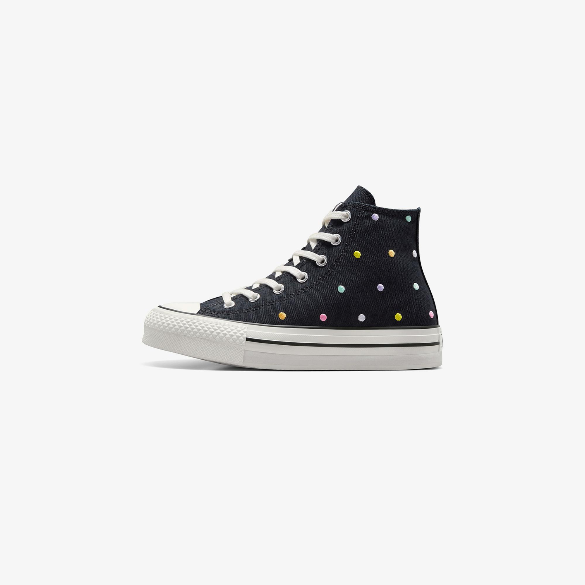 Converse Chuck Taylor All Star EVA Lift Polka Dots Çocuk Siyah Platform Sneaker