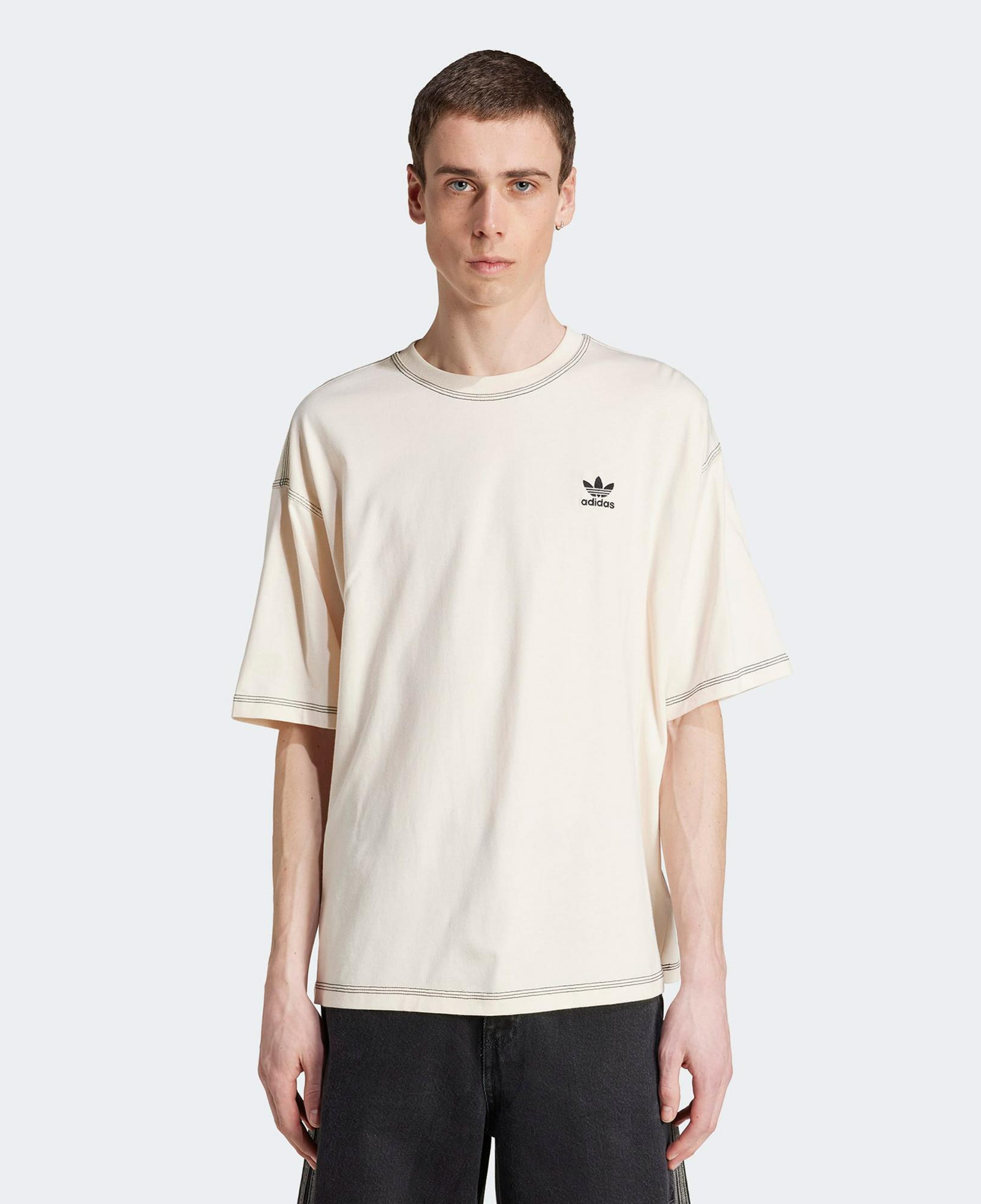 adidas Trefoil Essentials Erkek Beyaz Oversize T-Shirt