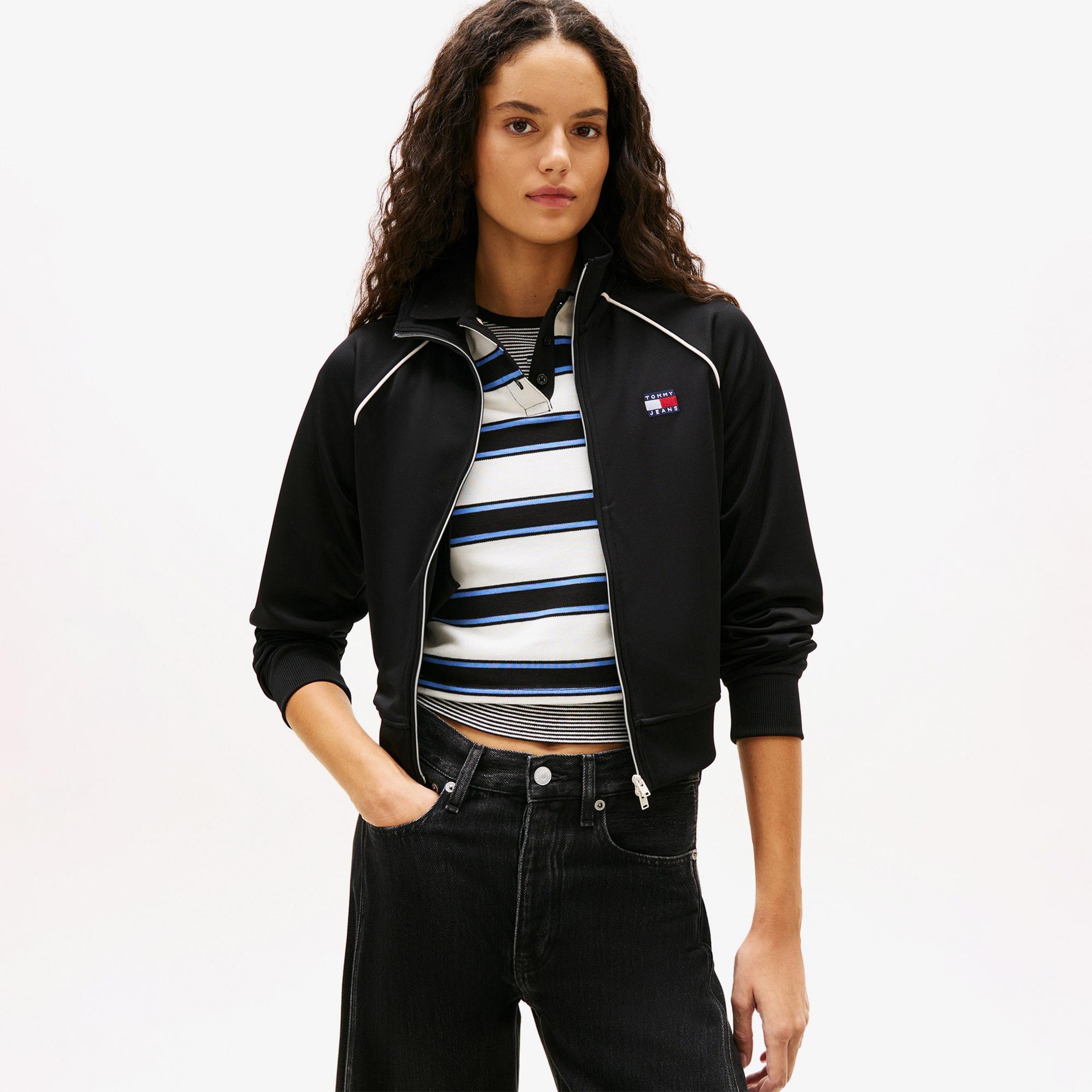 Tommy Hilfiger Badge Kadın Siyah Eşofman Üstü