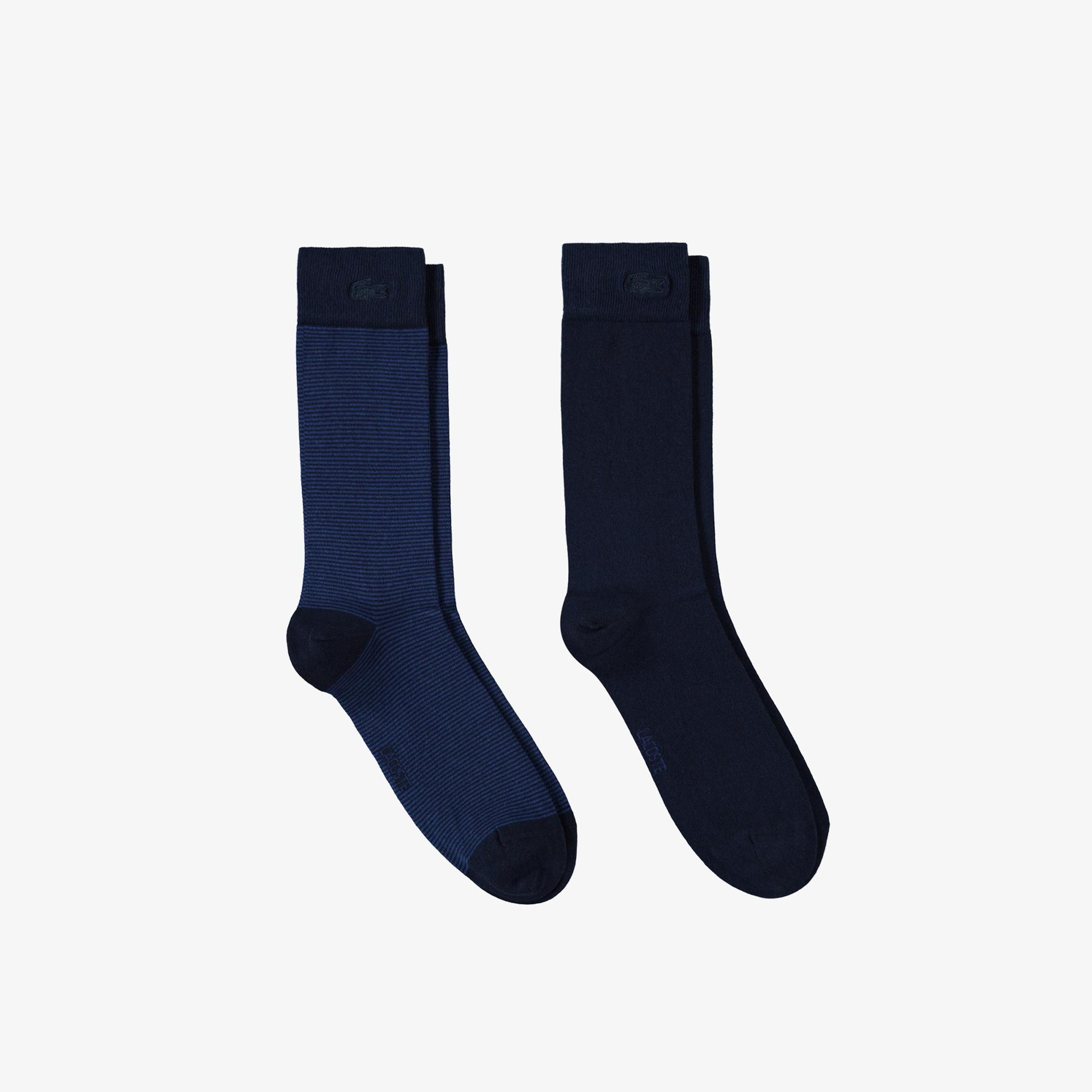 Lacoste Erkek Çizgili Lacivert Çorap