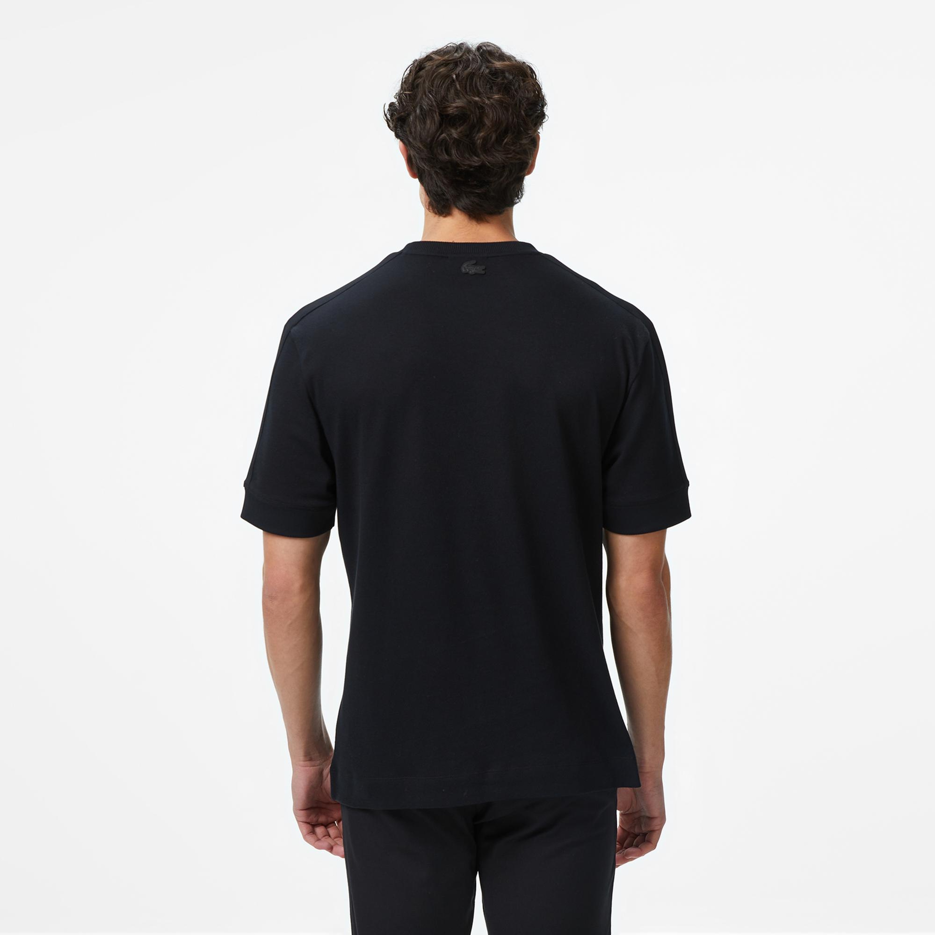 Lacoste Erkek Loose Fit Bisiklet Yaka Baskılı Siyah T-Shirt