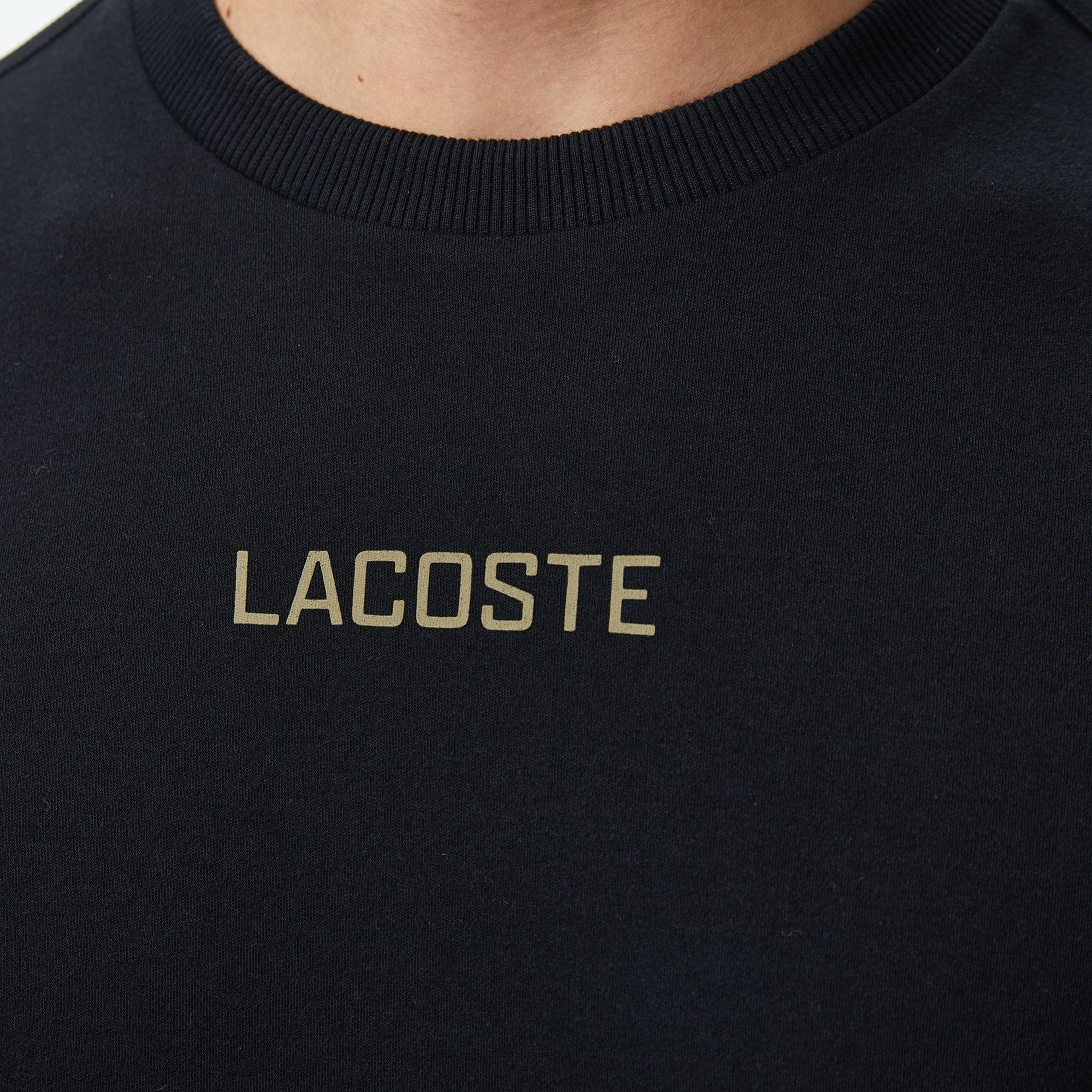 Lacoste Erkek Loose Fit Bisiklet Yaka Baskılı Siyah T-Shirt