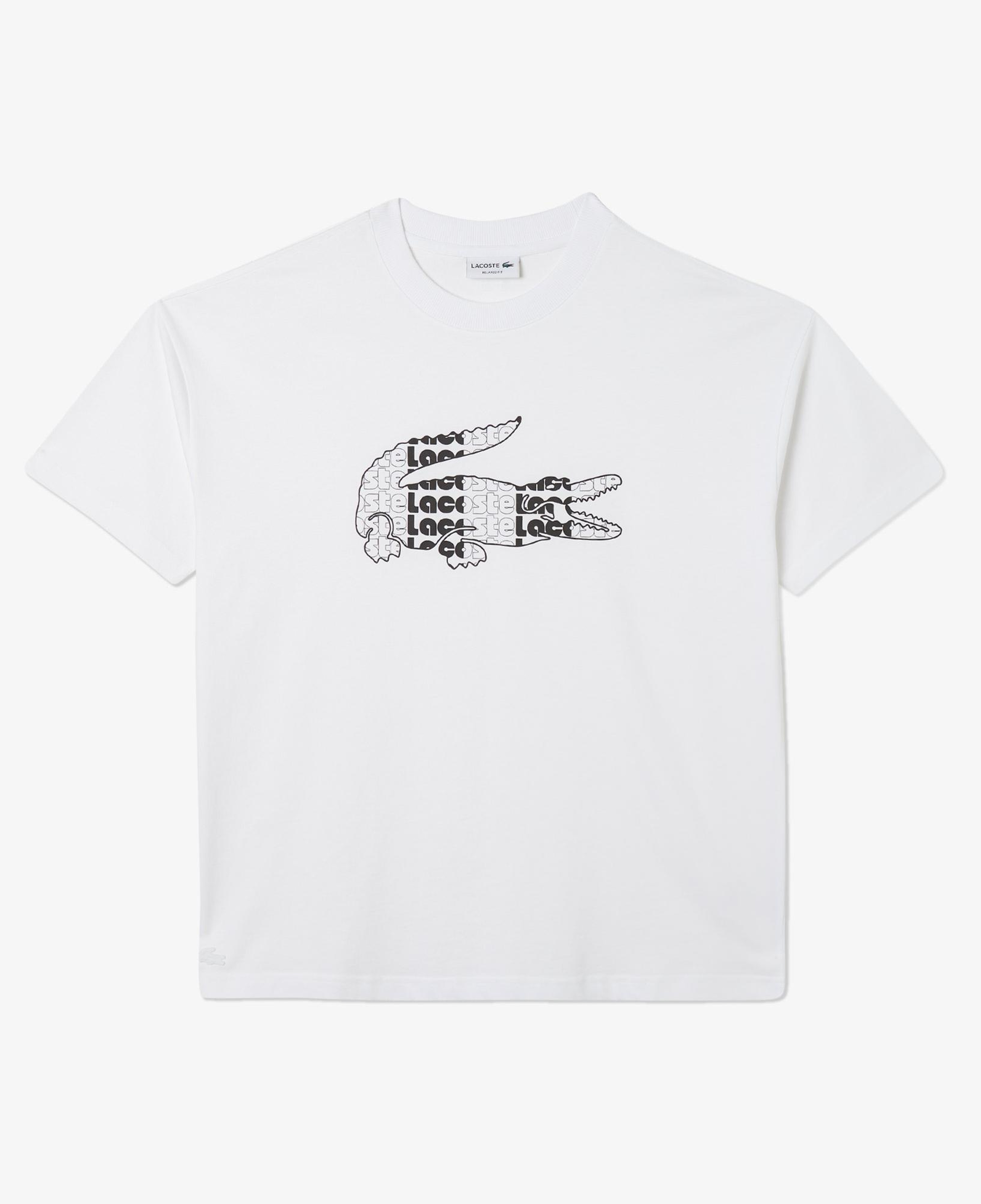 Lacoste Erkek Relaxed Fit Bisiklet Yaka Baskılı Beyaz T-Shirt