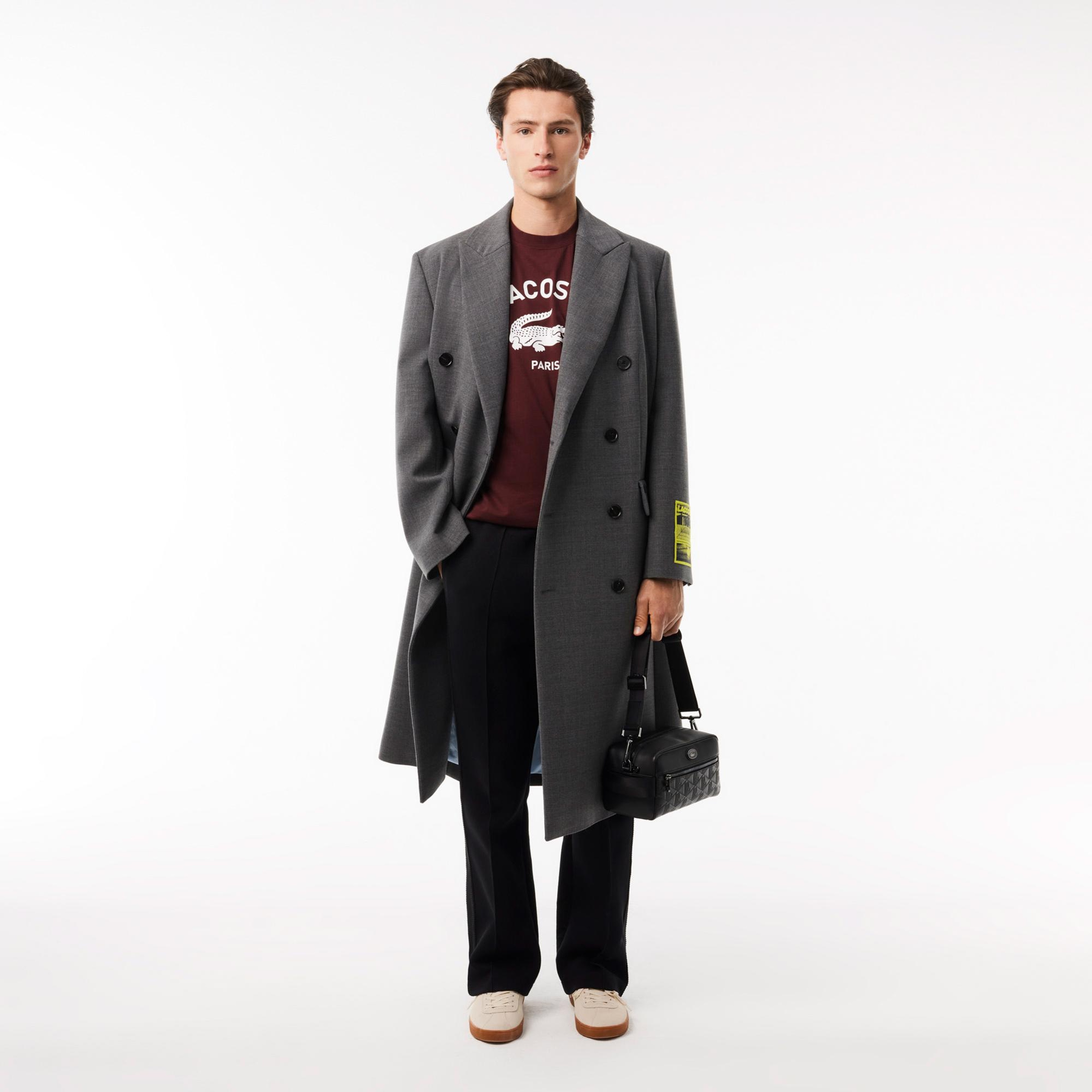 Lacoste Unisex Classic Fit Bisiklet Yaka Baskılı Bordo T-Shirt