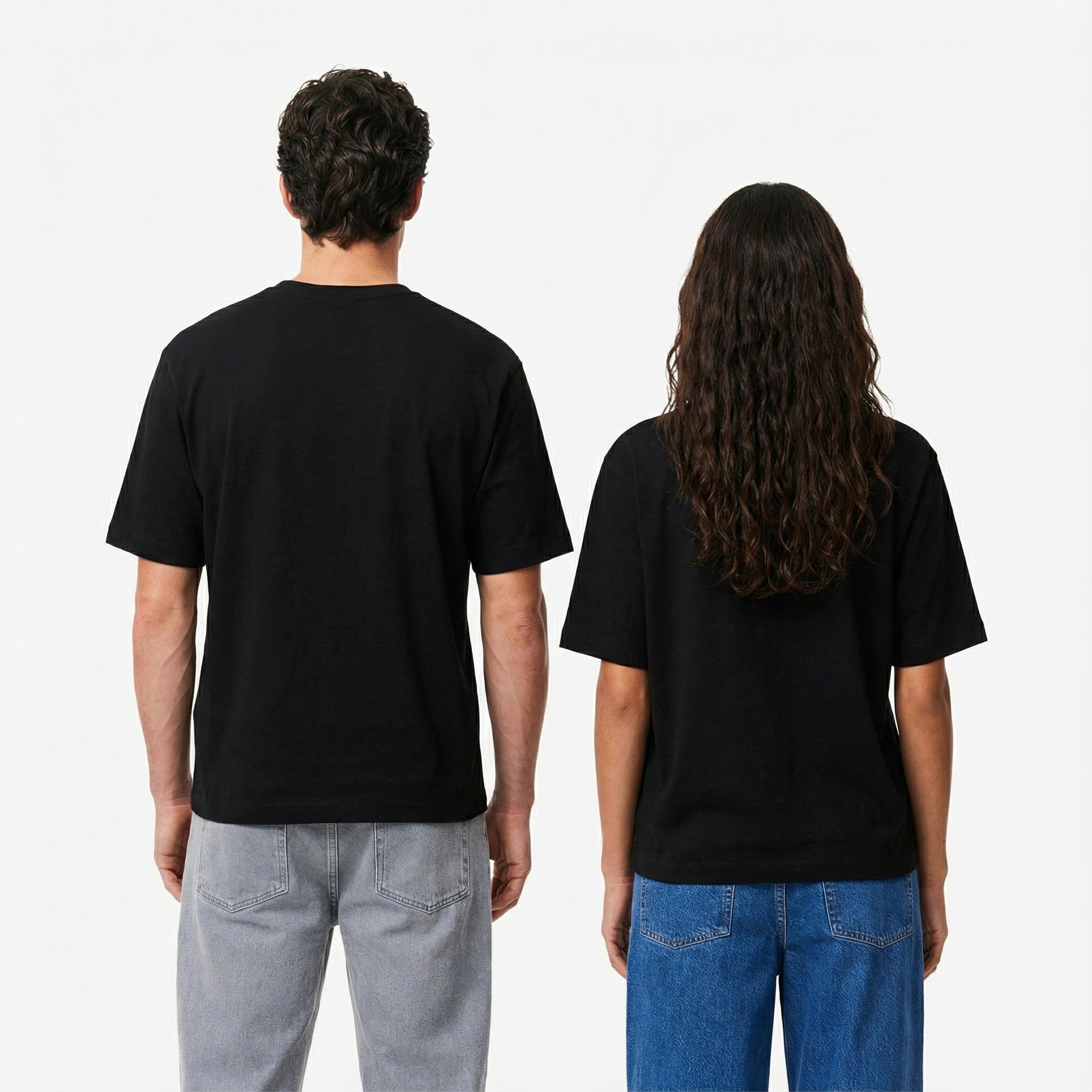 Lacoste Unisex Loose Fit Bisiklet Yaka Siyah T-Shirt