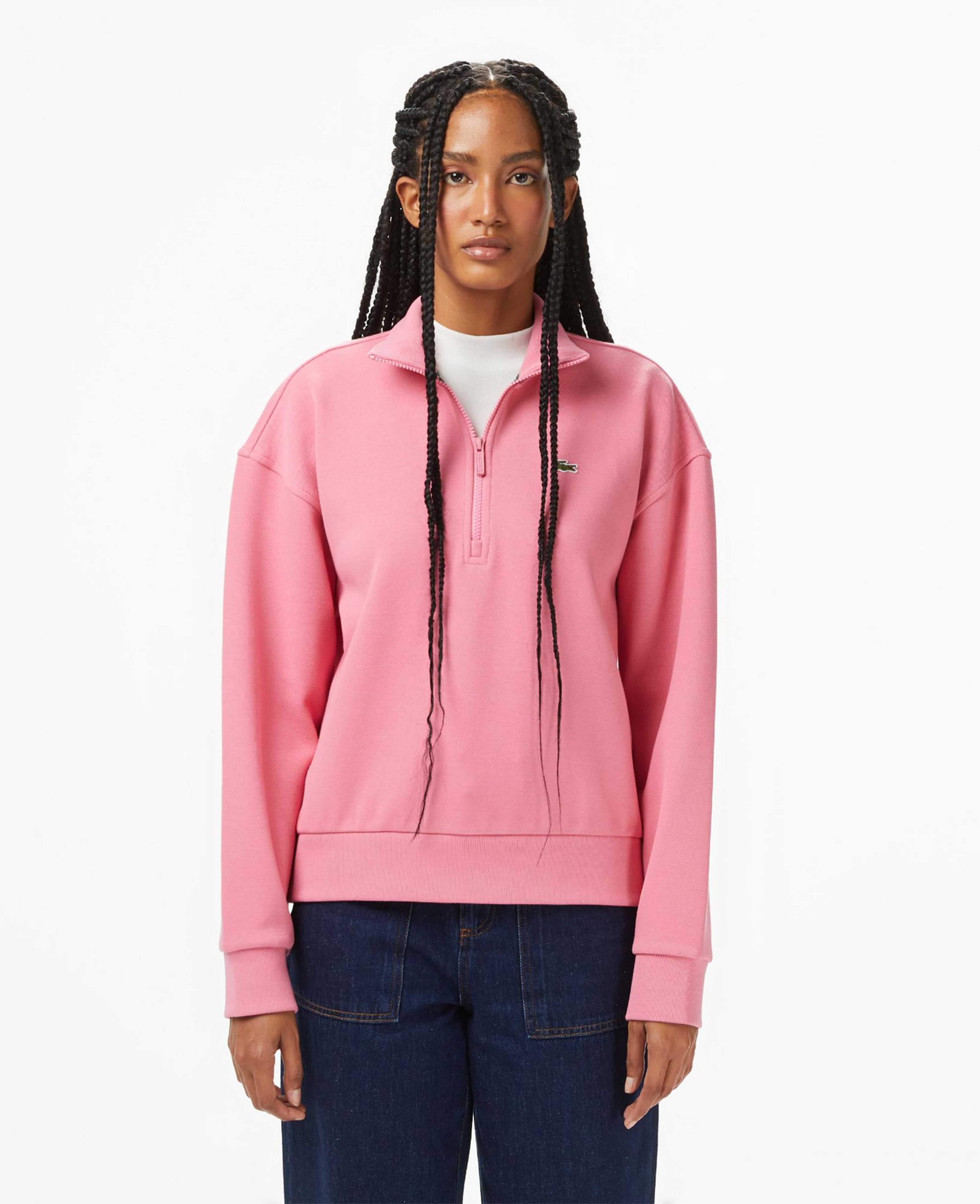 Lacoste Kadın Relaxed Fit Yarım Fermuarlı Pembe Sweatshirt