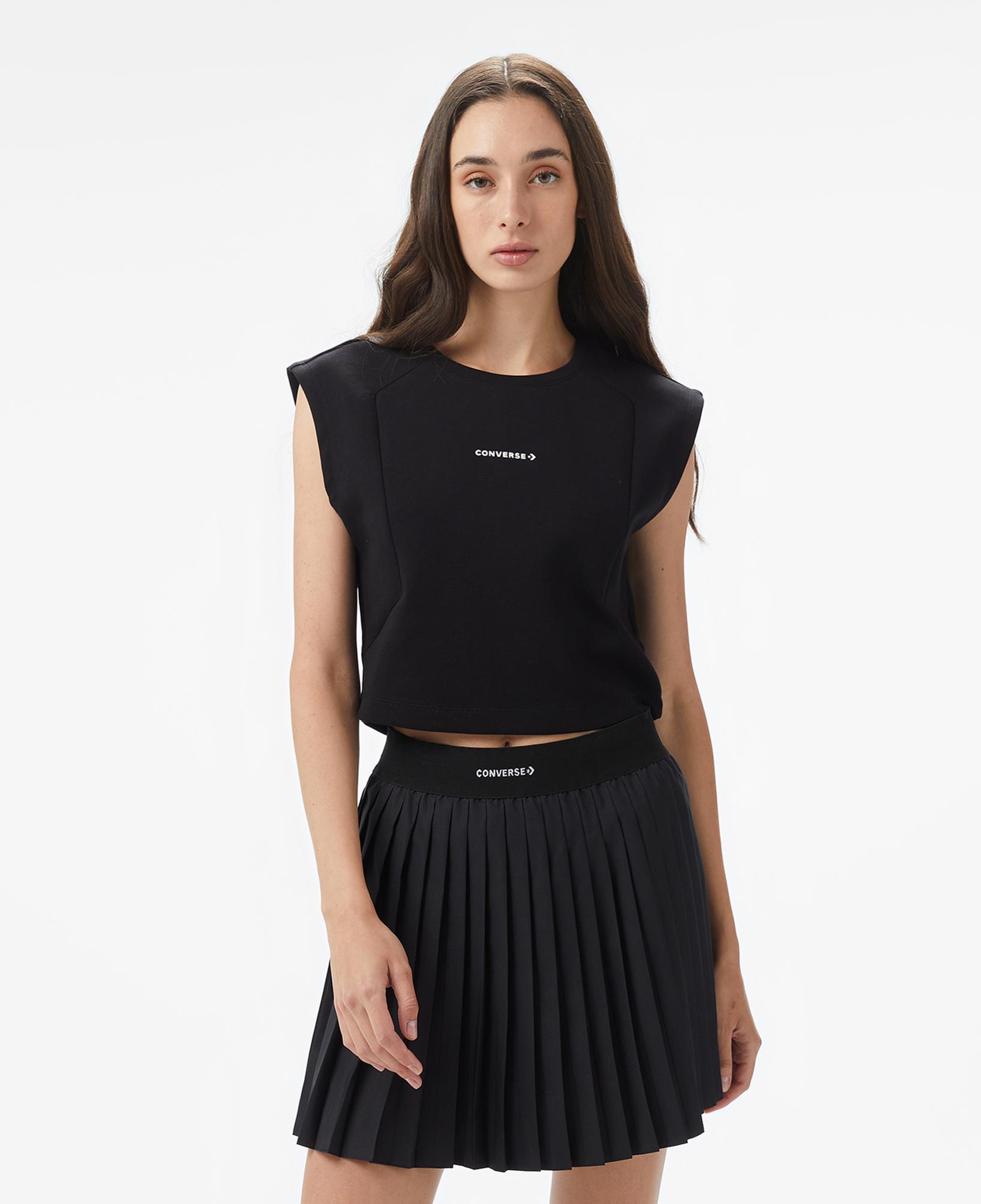 Converse Star Chevron Baskılı Kadın Siyah T-Shirt