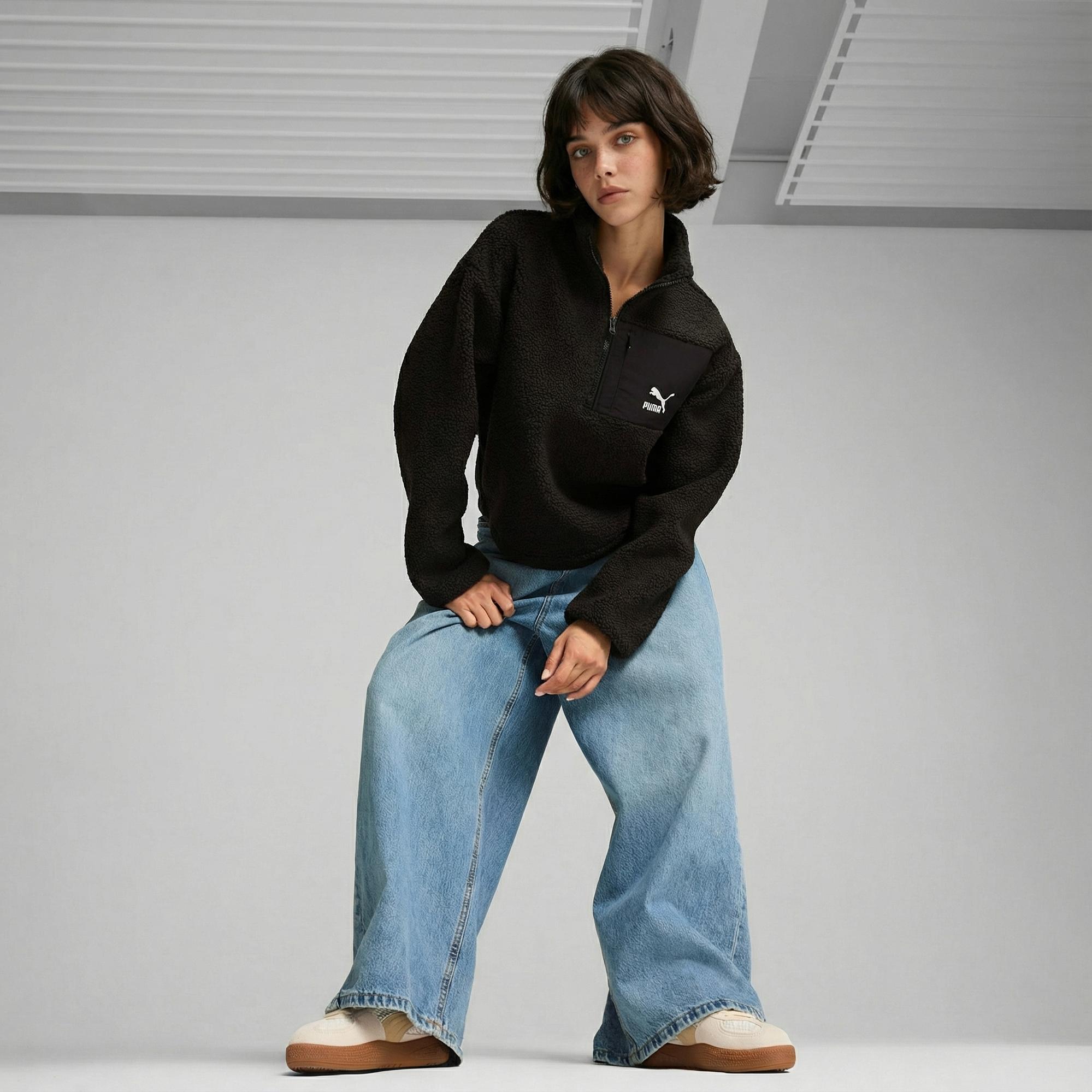 Puma Classics Winterized Half-Zip Kadın Siyah Sweatshirt