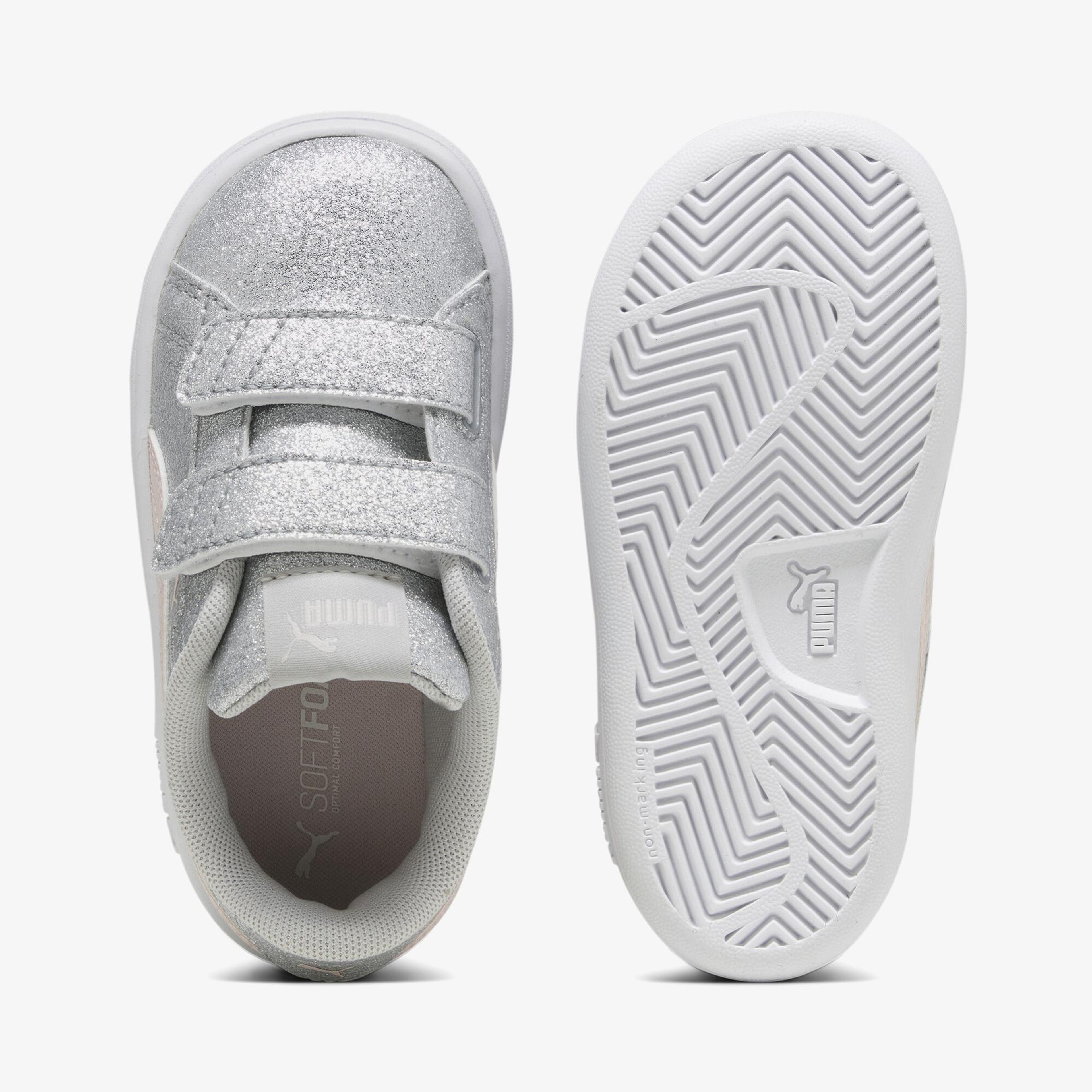 Puma Smash 3.0 Glit Glam V In Çocuk Gri Spor Ayakkabı