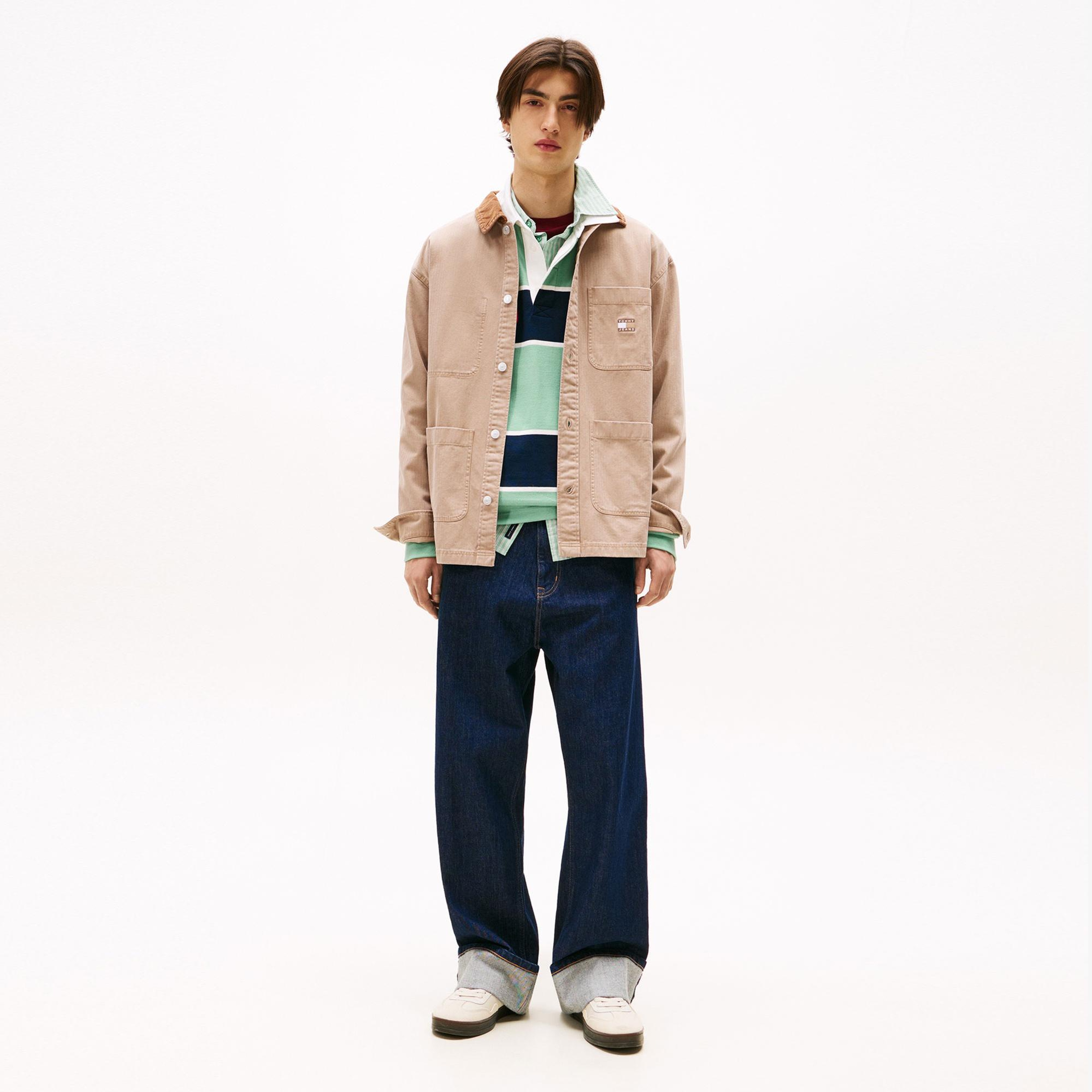 Tommy Hilfiger Oversized Fit Corduroy Collar Erkek Krem Ceket