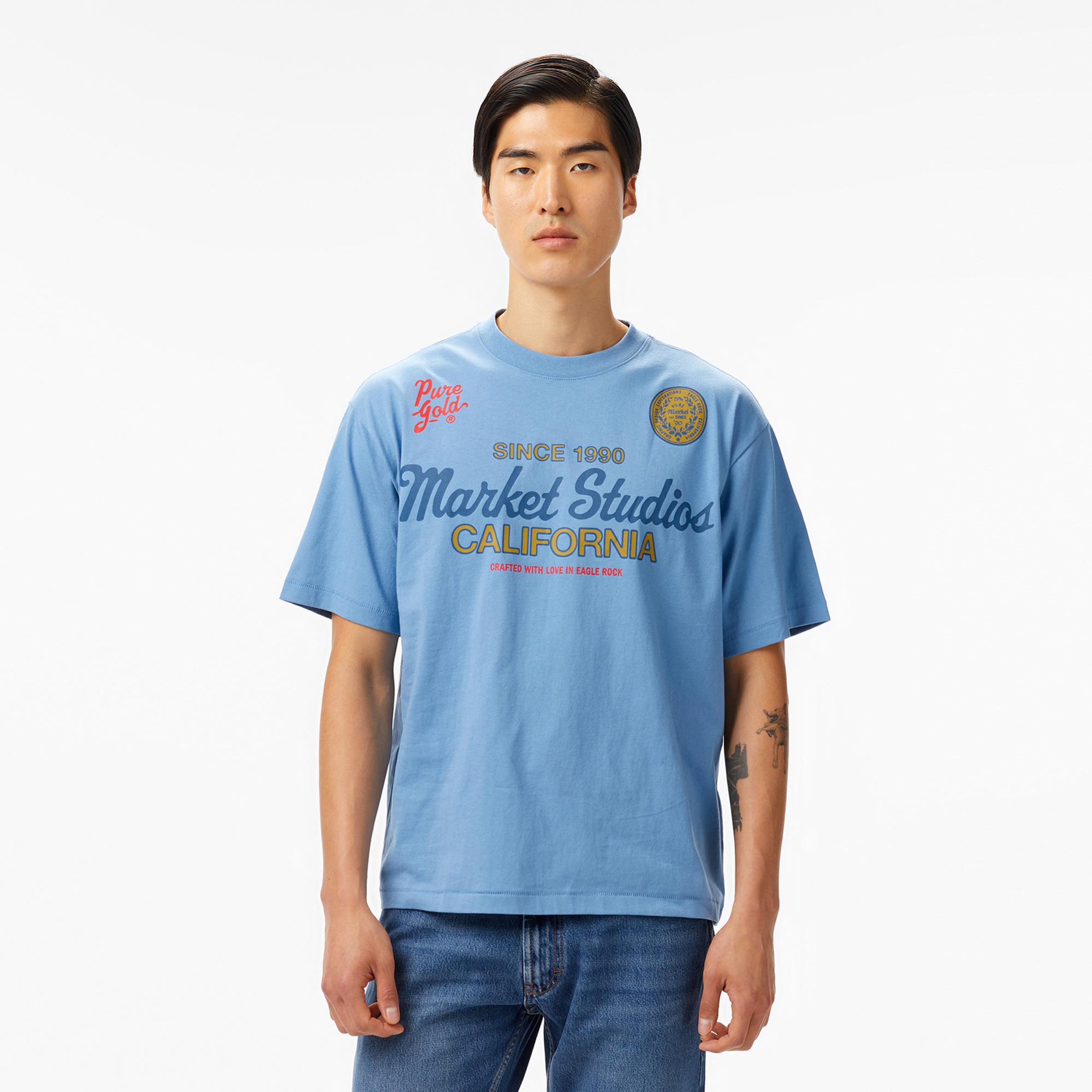 The Market Studios Pure Gold Unisex Mavi T-Shirt