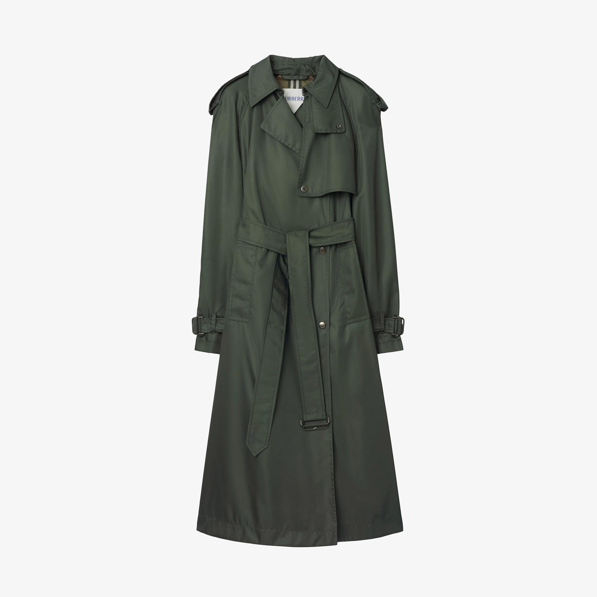 Burberry Long Nylon Hooded Kadın Yeşil Trençkot