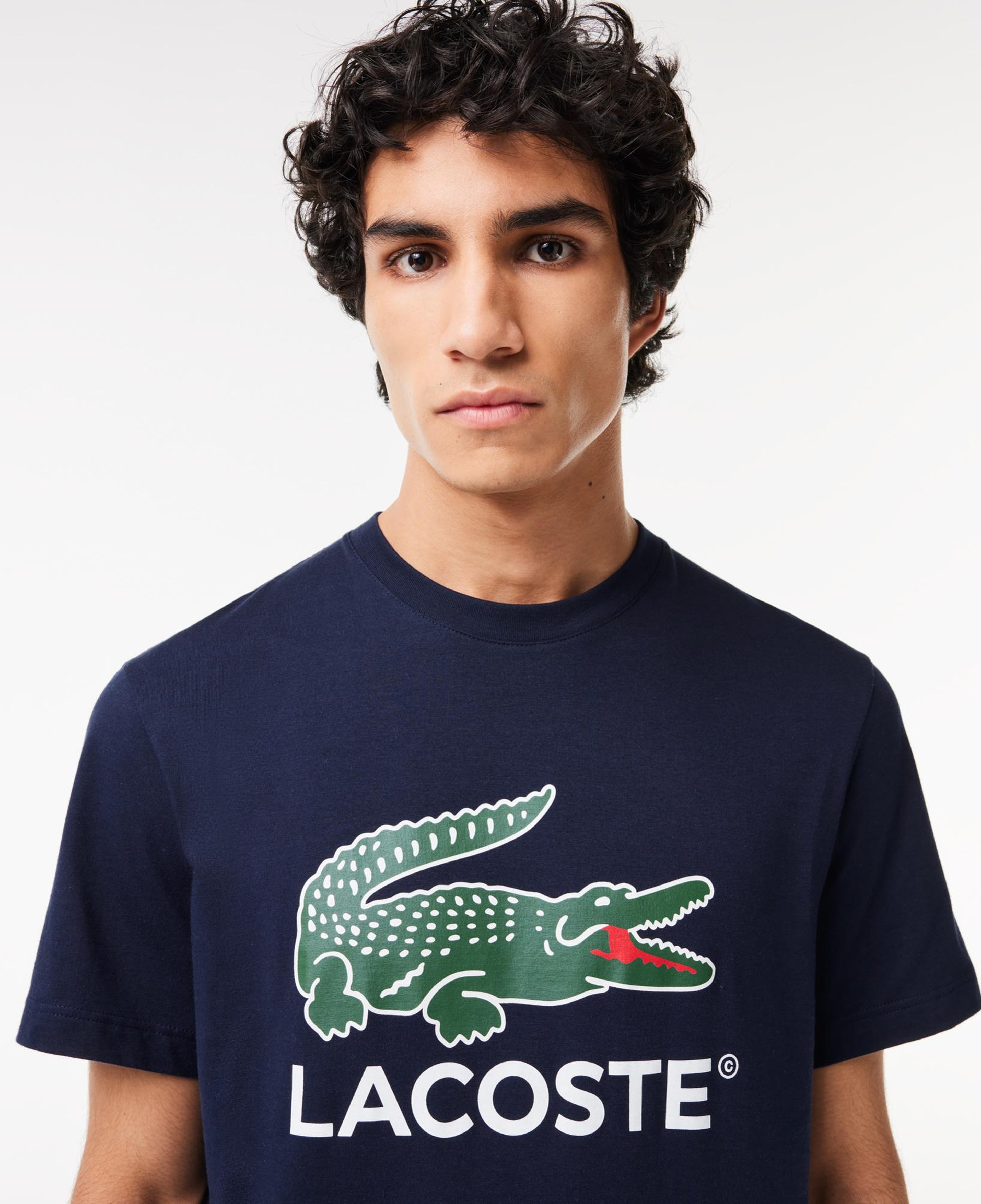Lacoste Erkek Regular Fit Bisiklet Yaka Baskılı Lacivert T-Shirt