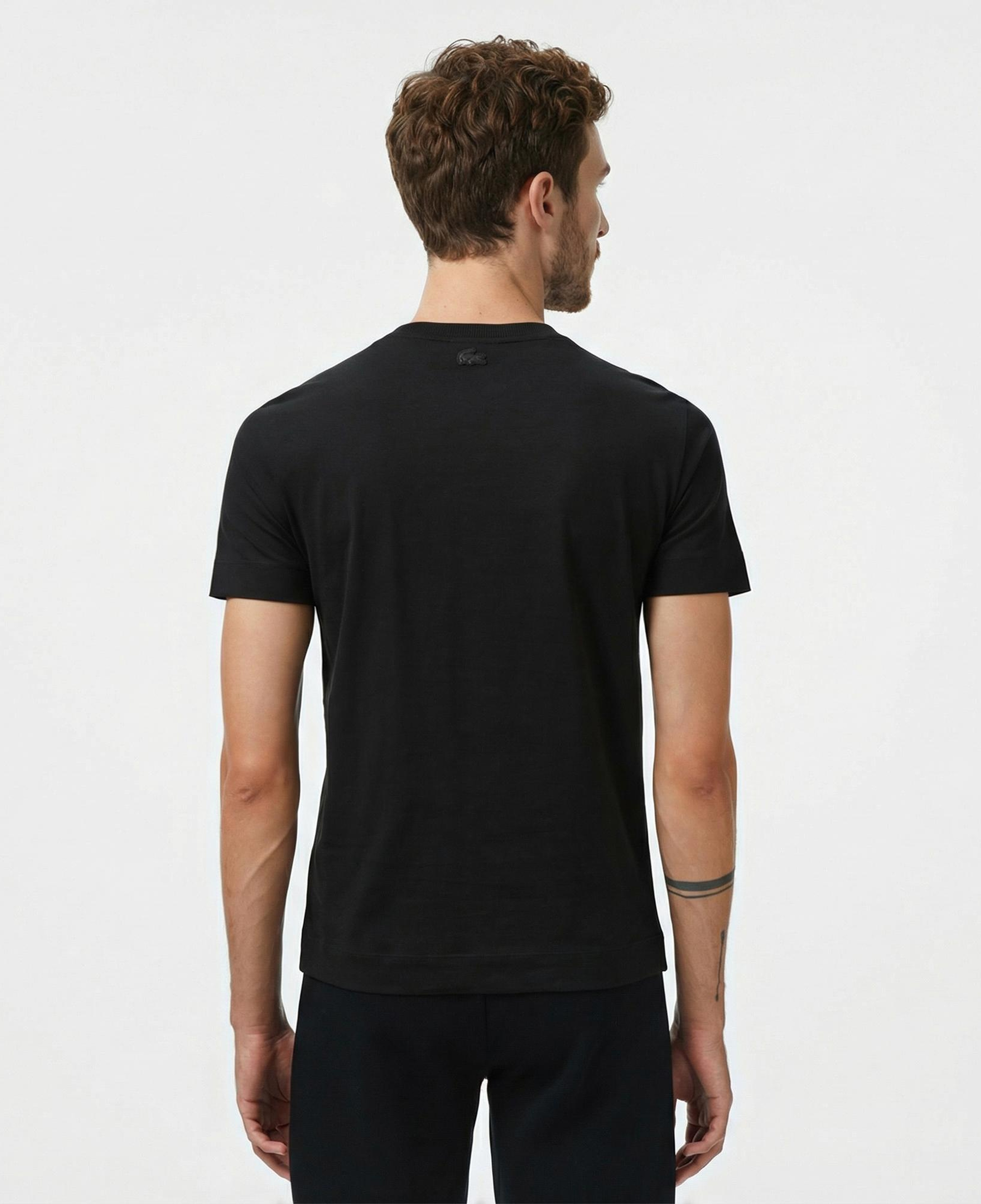 Lacoste Erkek Regular Fit Bisiklet Yaka Baskılı Siyah T-Shirt