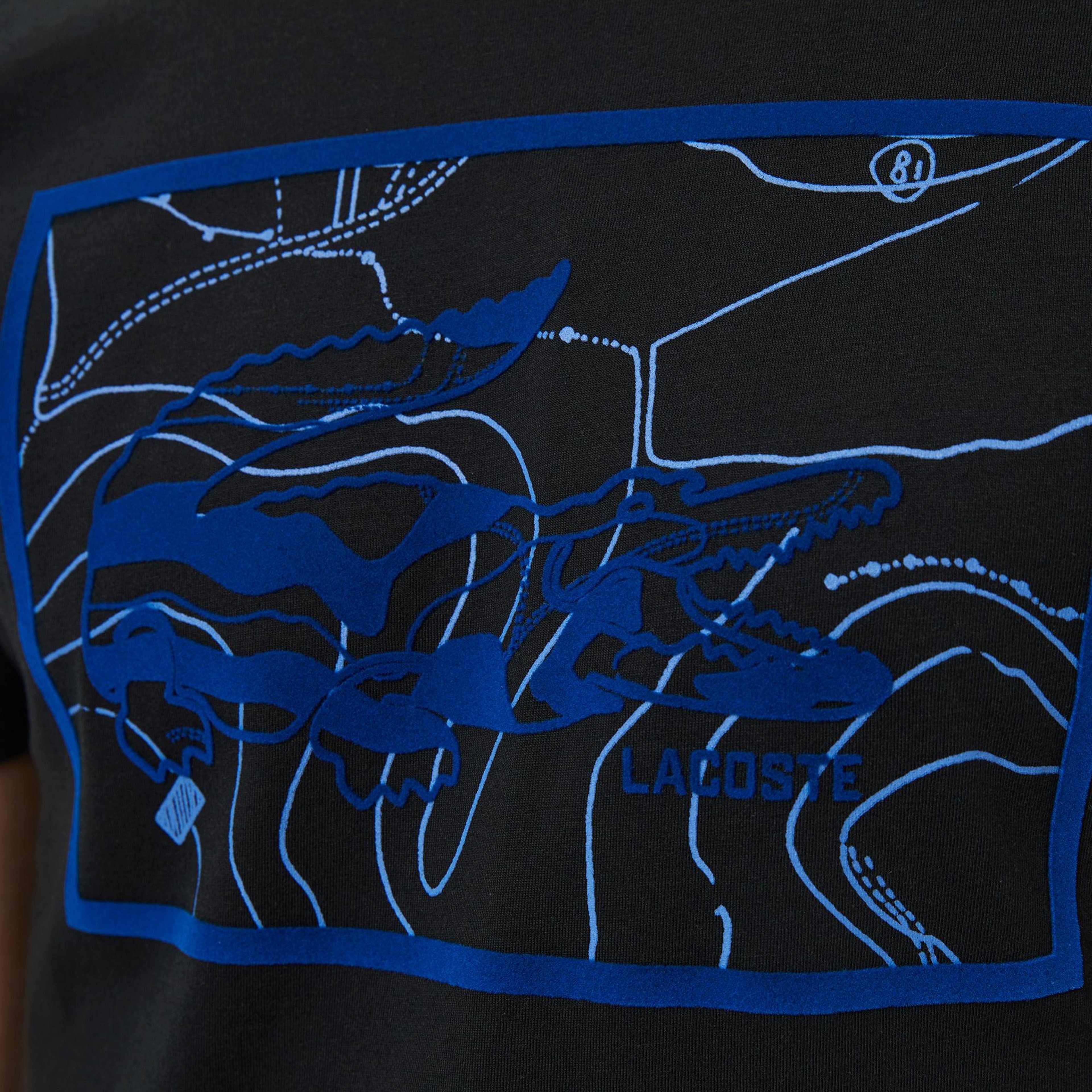 Lacoste Erkek Regular Fit Bisiklet Yaka Baskılı Siyah T-Shirt