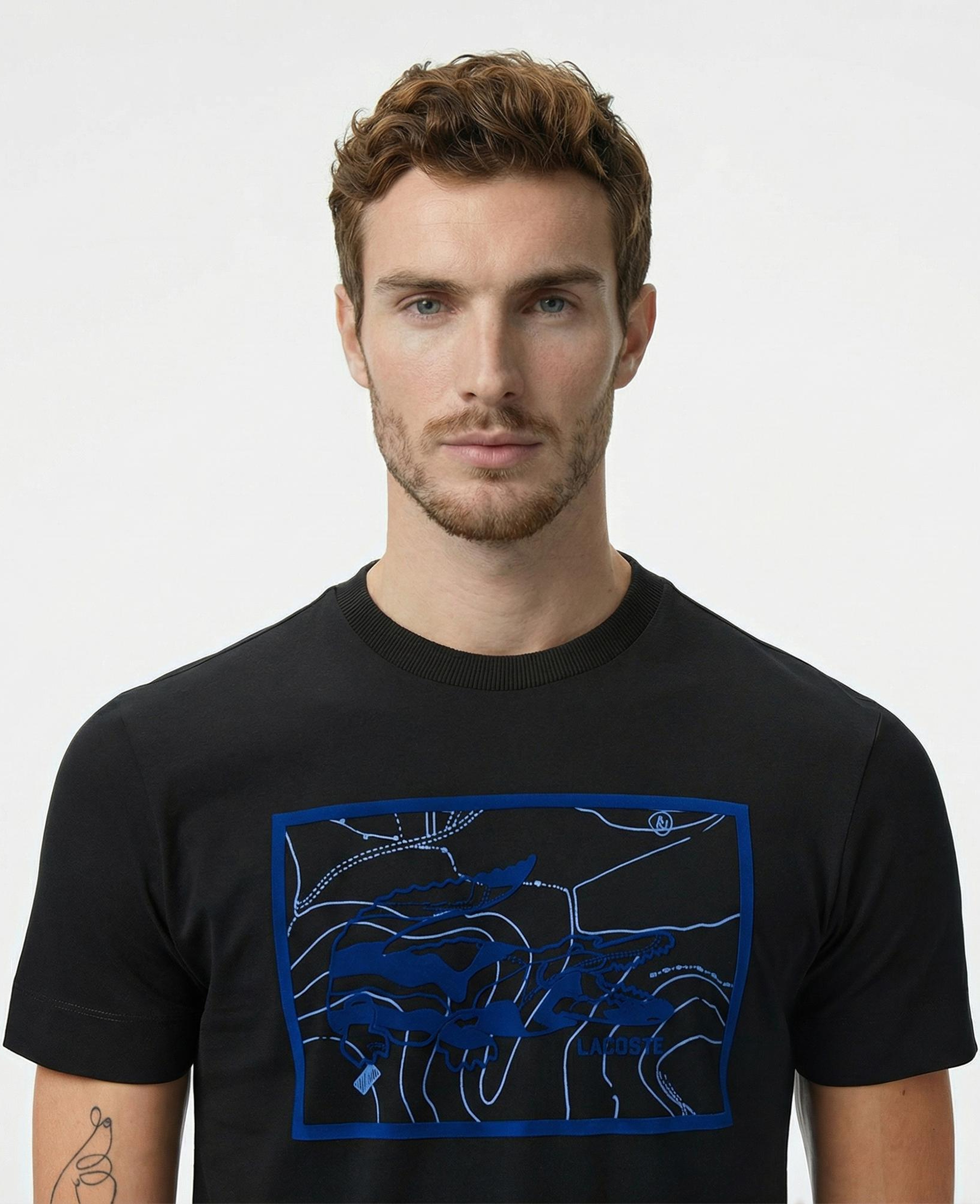 Lacoste Erkek Regular Fit Bisiklet Yaka Baskılı Siyah T-Shirt